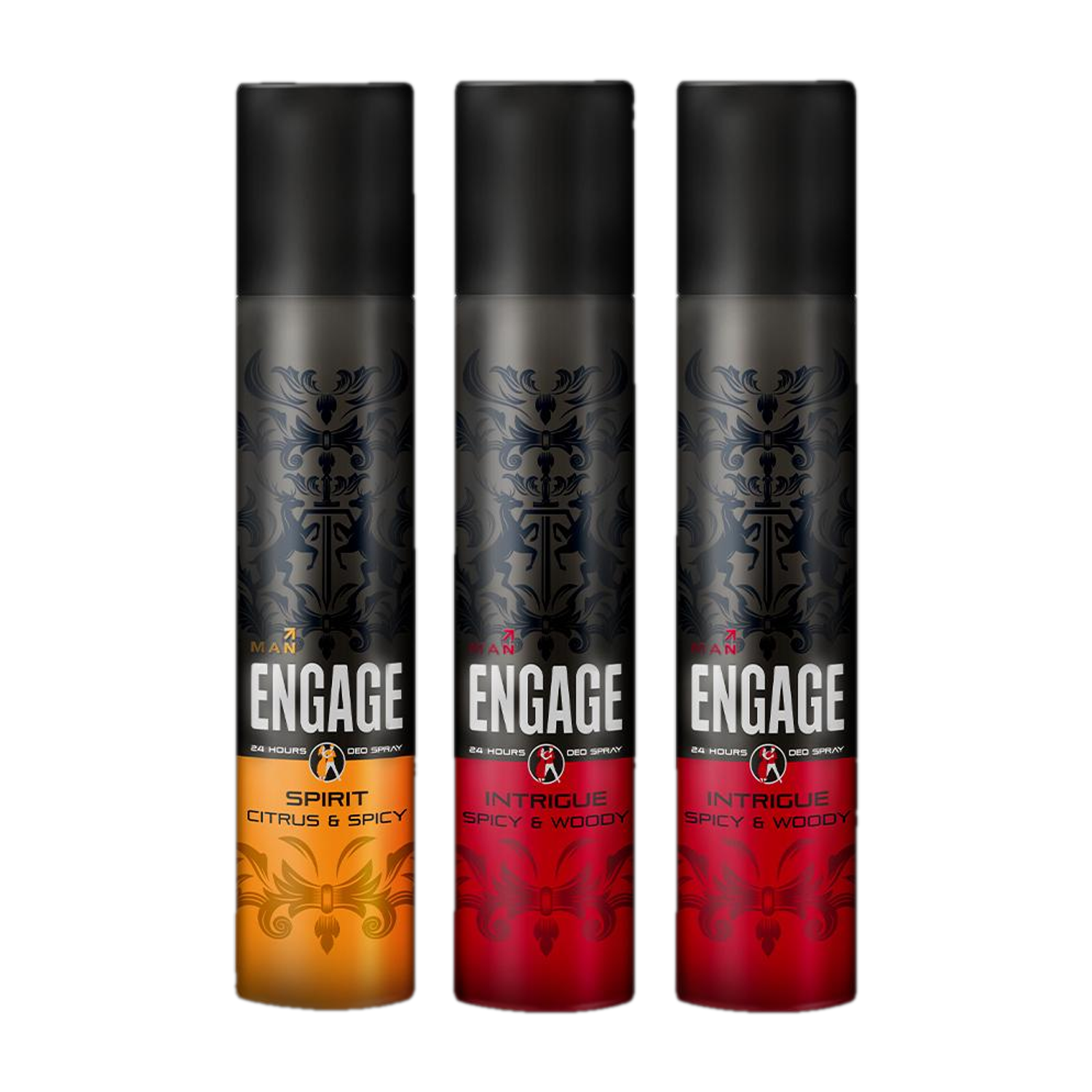 Engage Deo Combo 2 Intrigue for him 165ml and 1 Spirit for him 165 ml Deodorant Spray  -  For Men