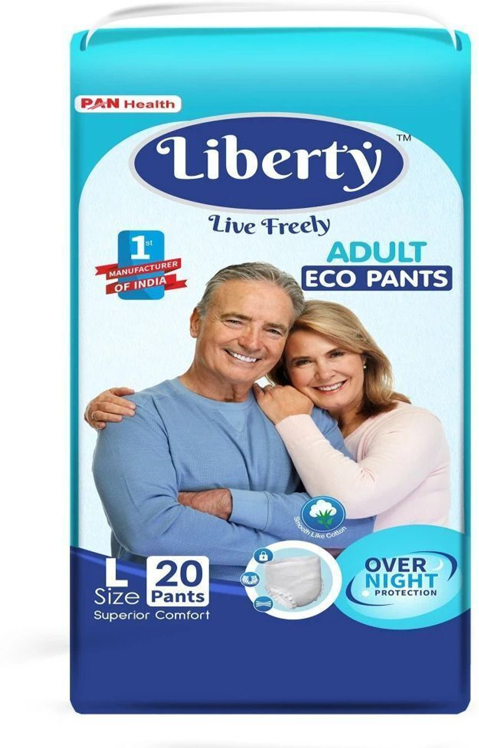 Liberty Eco Adult diaper pants, Large 20 pcs (75-100 Cms || 30-39 inch