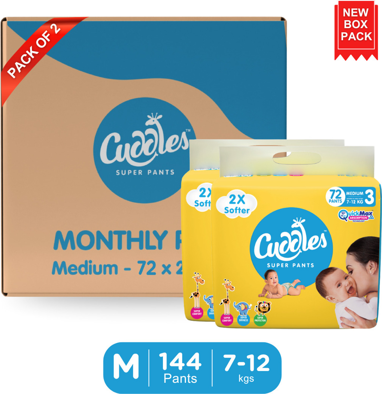 Cuddles - Super Pants Combo Pack - Medium (74*2) - M