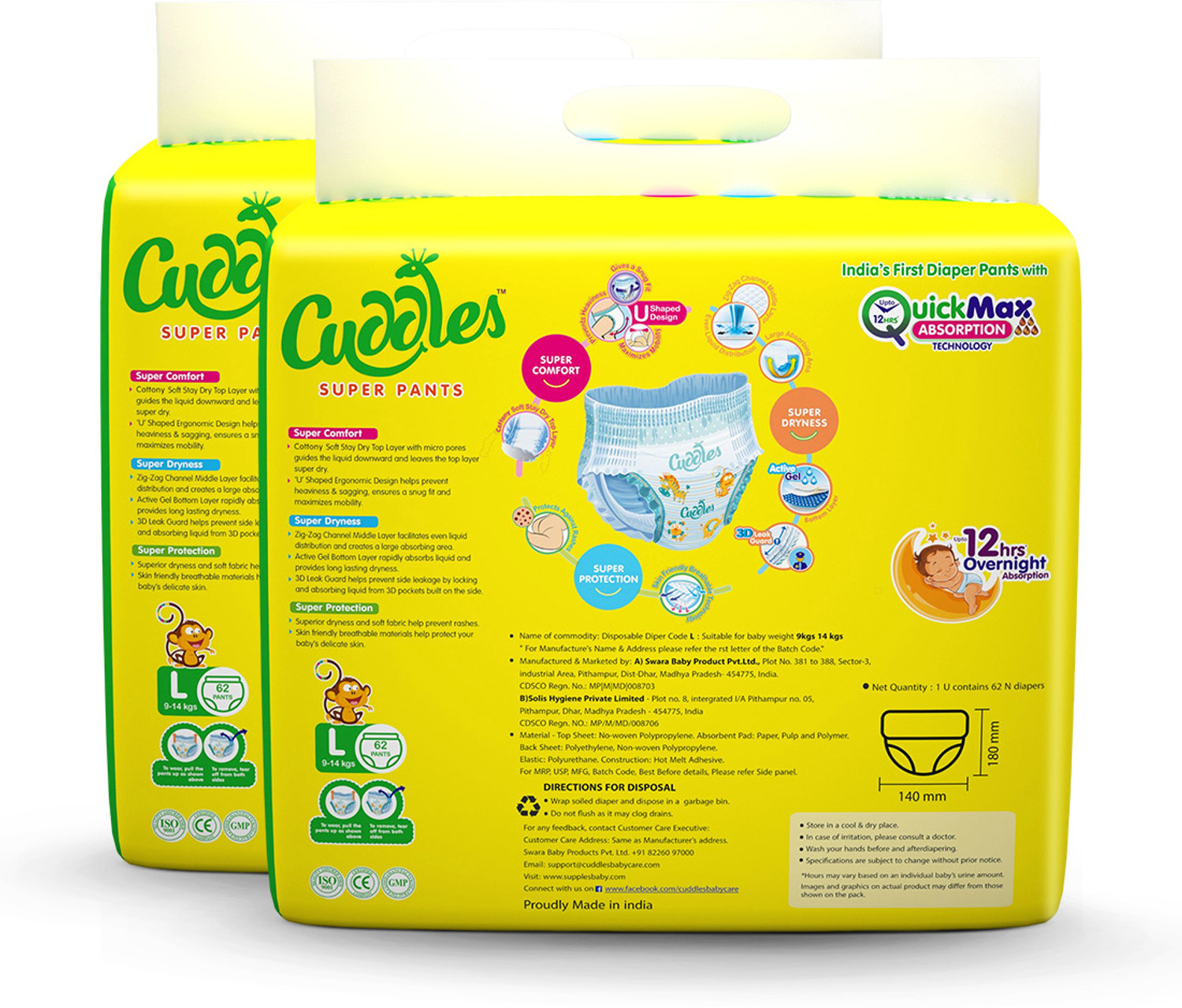 Image of Cuddles - Super Pants Baby Diaper 2X Softer Super Dry Comfort Quick Max Absorption Upto 12 Hrs - L