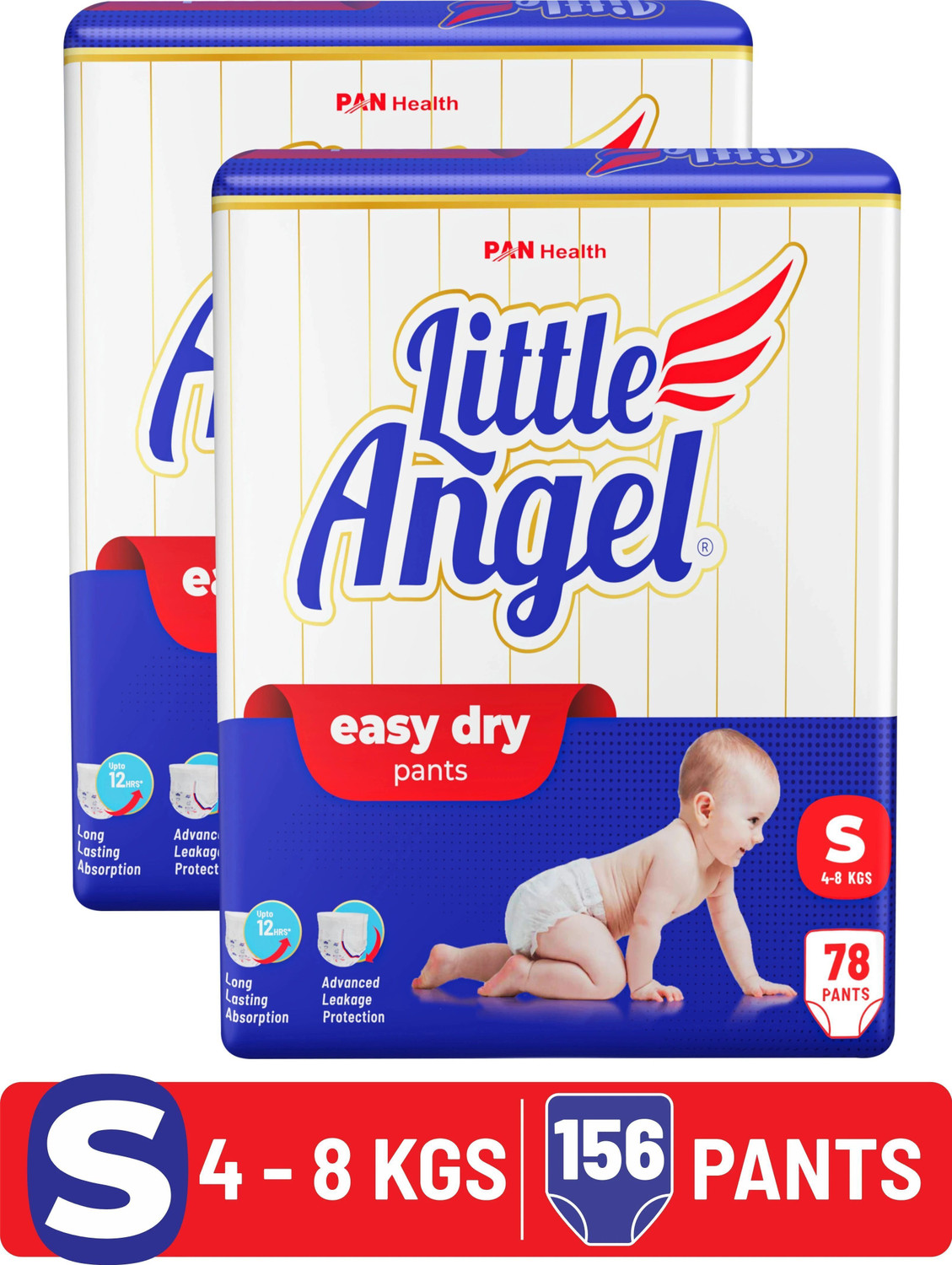 Little Angel Easy Dry Diaper Pants with 12 hrs absorption 78 Count/Pac