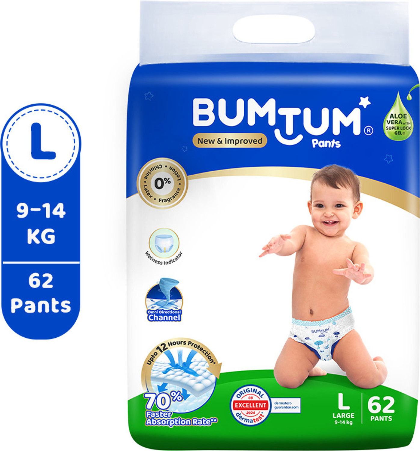 Bumtum Baby Pull-Up Diaper Pants - L  (62 Pieces)