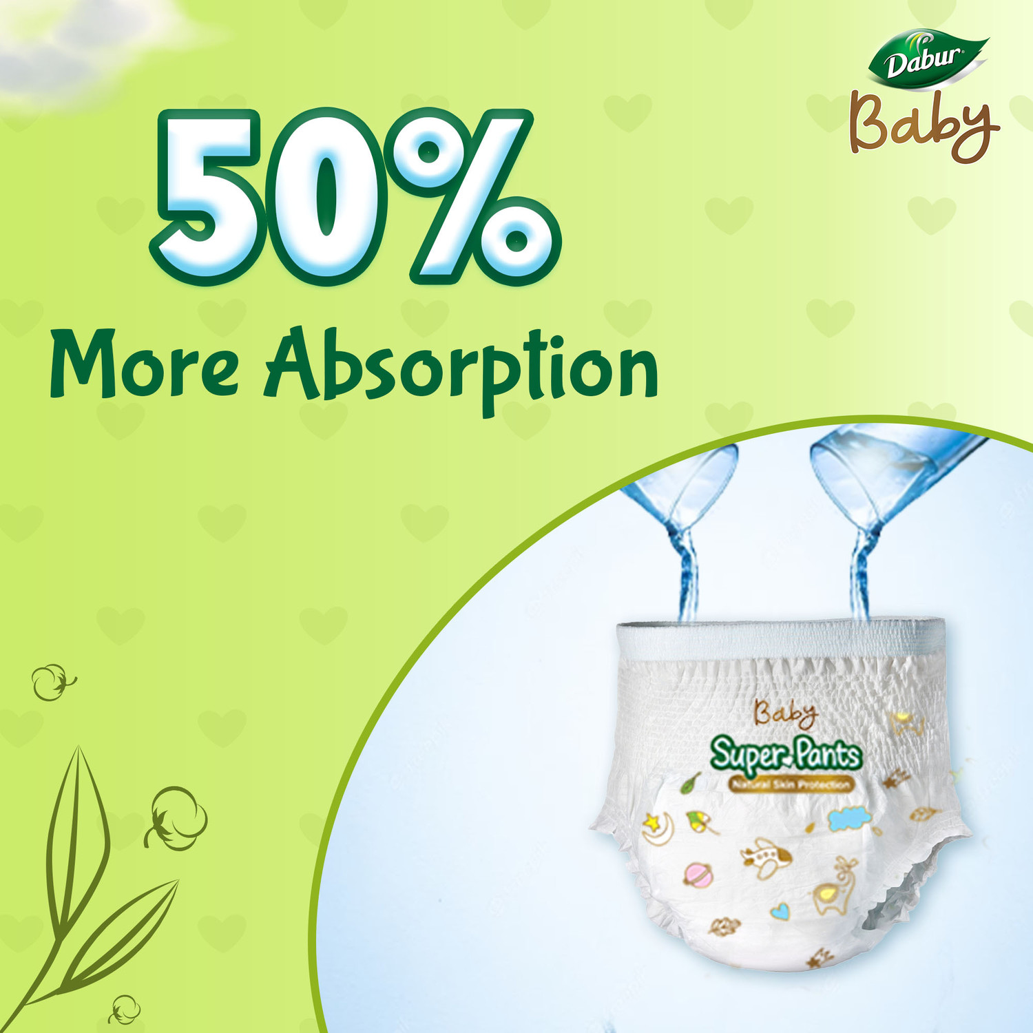 Image of Dabur Baby Super Pants | Diaper Infused with Aloe Vera, Shea Butter & Vitamin E | Insta-Absorb Technology - M