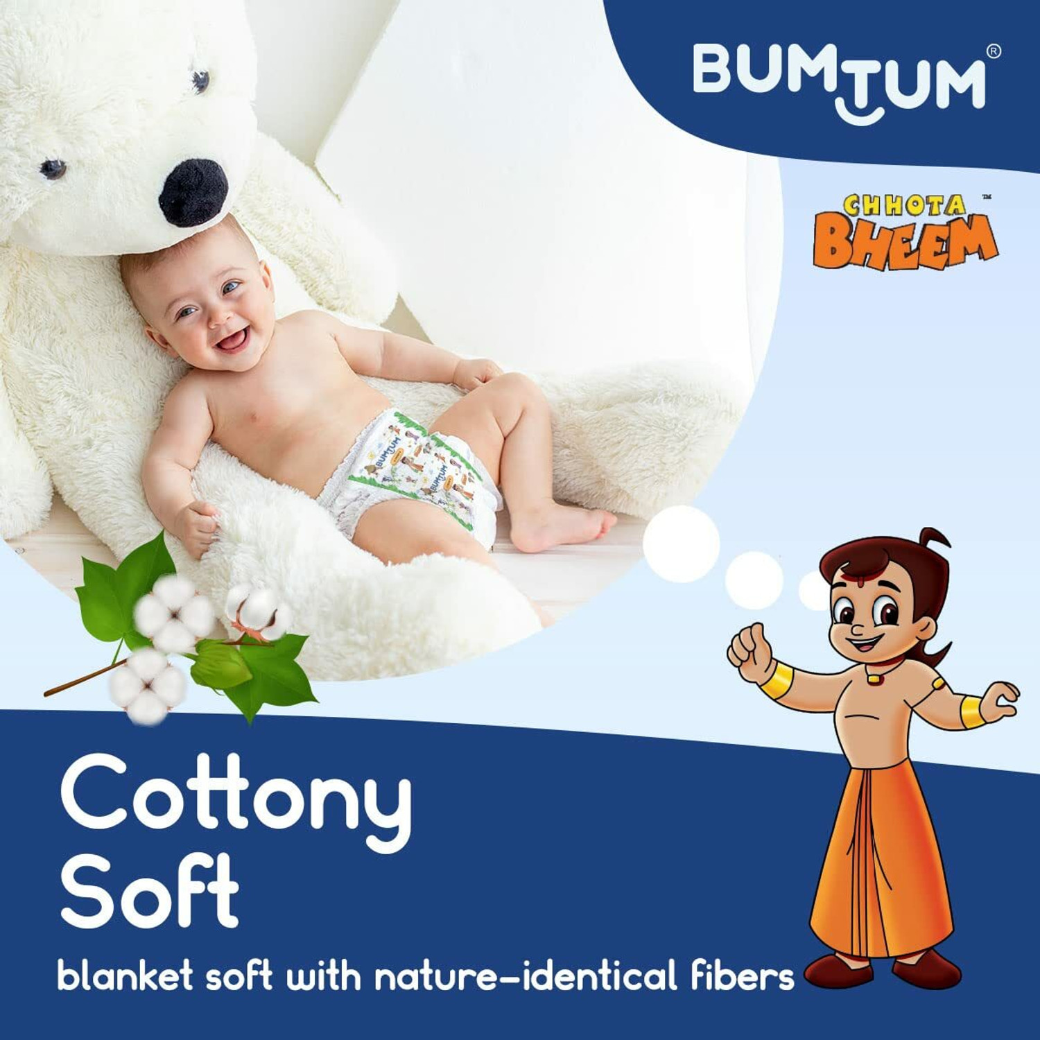 Image of BUMTUM Chota Bheem Baby Diaper Pants With Leakage Protection -12 to 17 Kg (Pack of 2) - XL