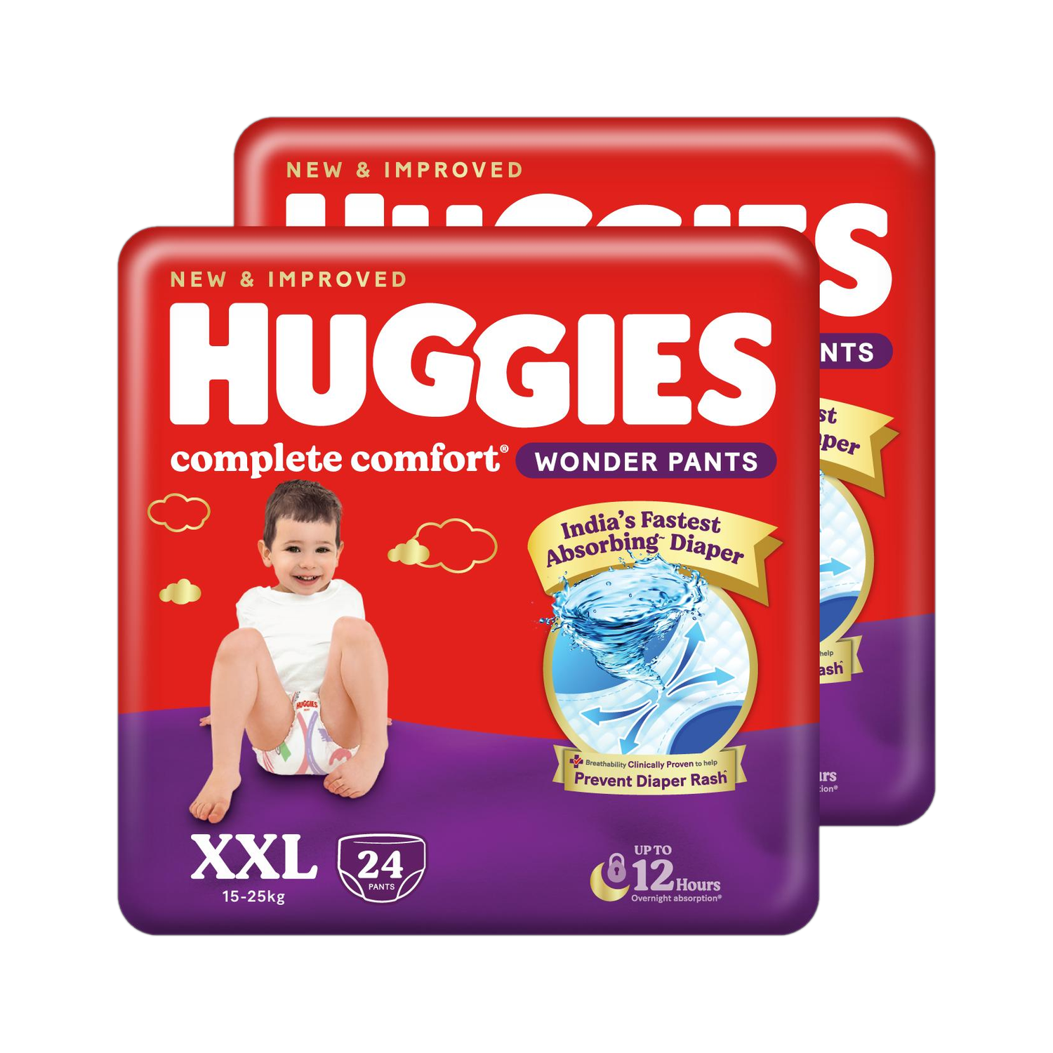 Huggies Wonder Pants XXL Diapers – Bubble Bed Tech, 48 pcs