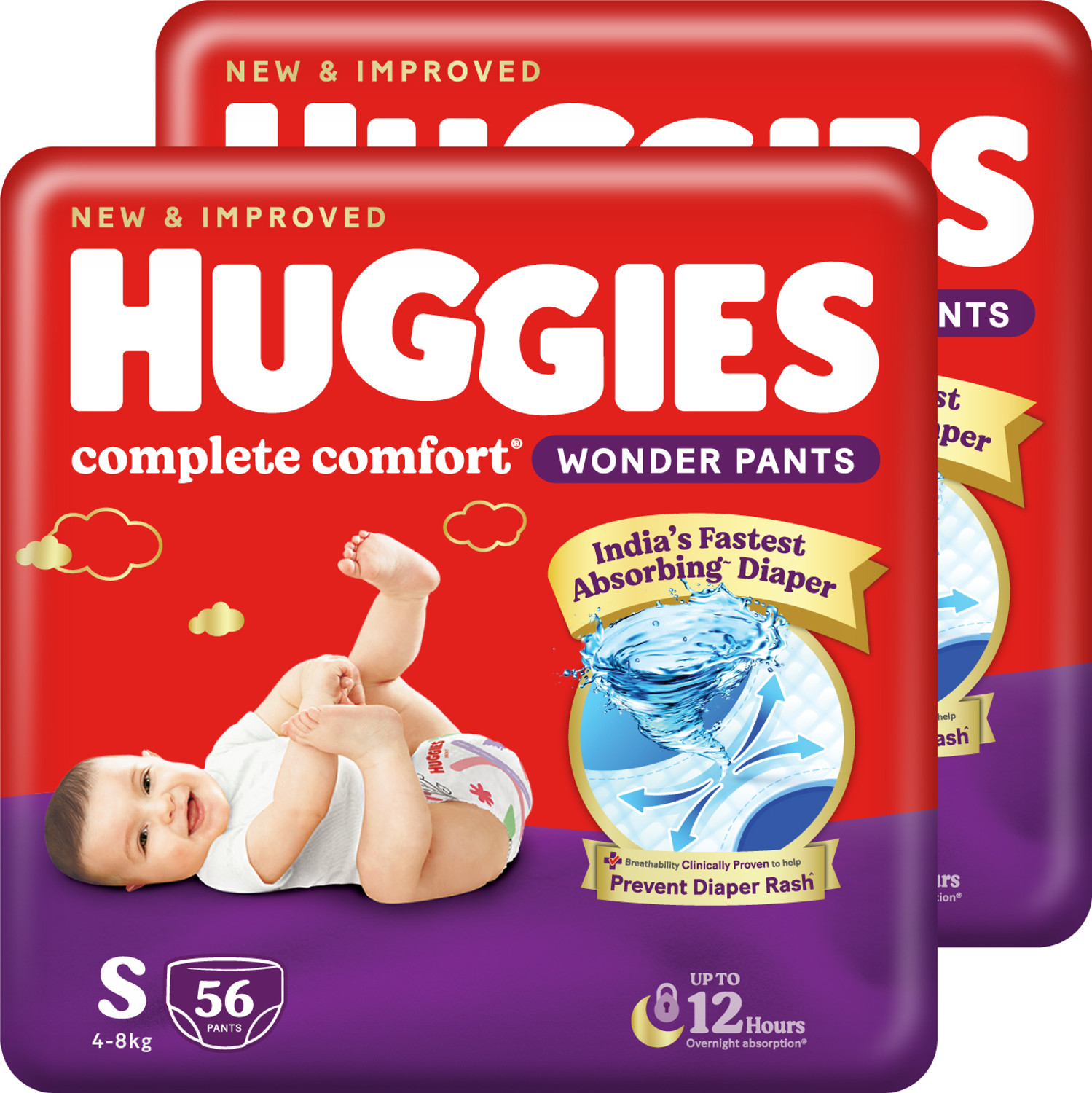 Huggies Wonder Pants Combo Packs with Bubble Bed Technology Diapers - S  (112 Pieces)