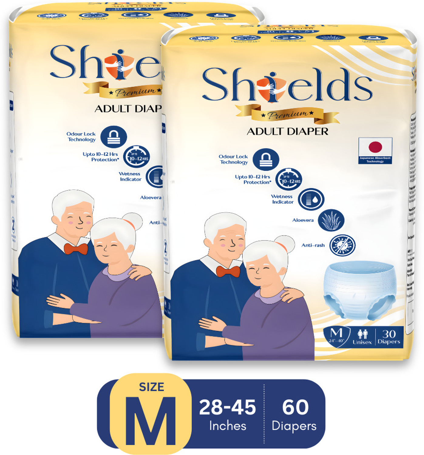 SHIELD Premium Pant Style | Pack of 6 | Adult Diapers - M
