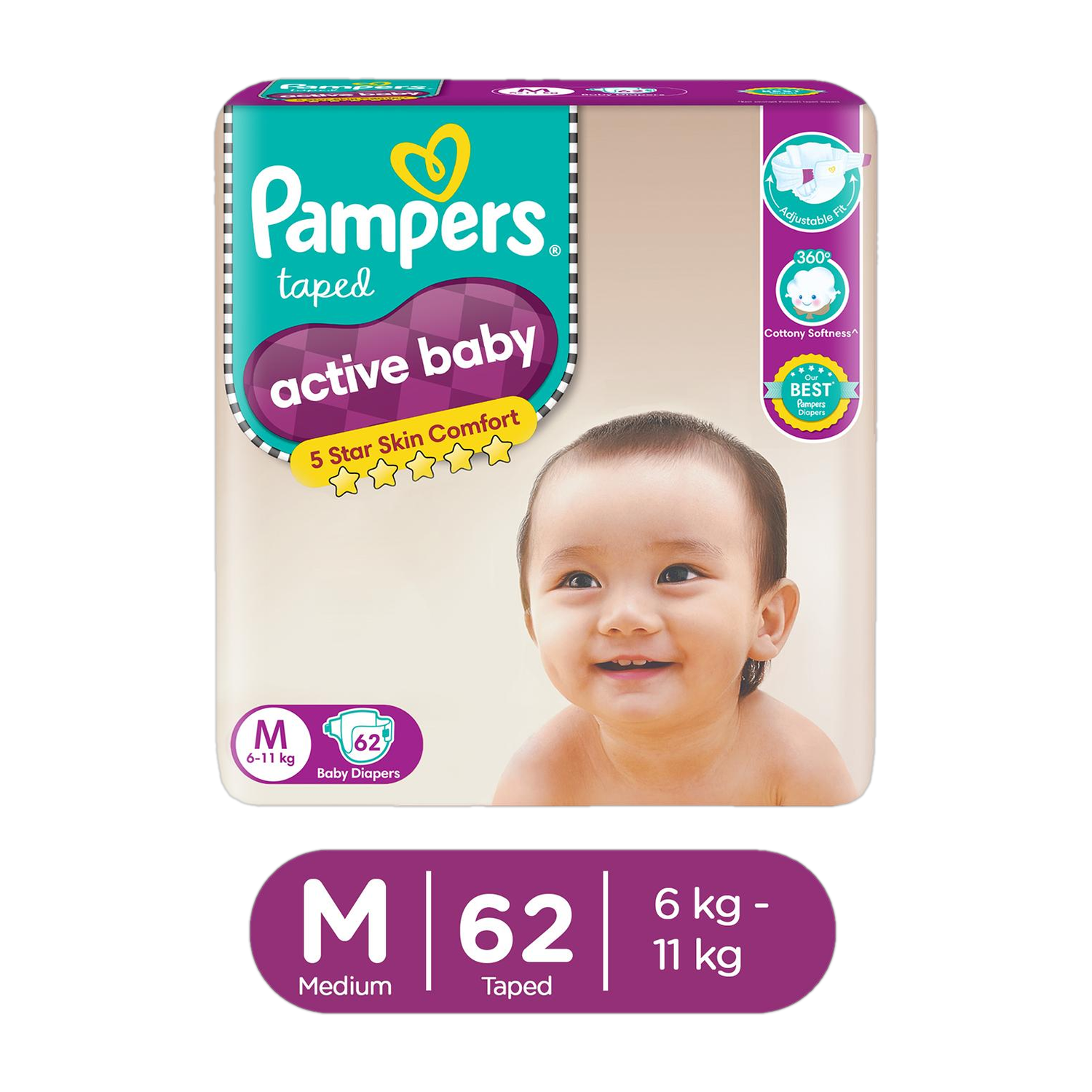 Pampers Active Baby Diapers - M