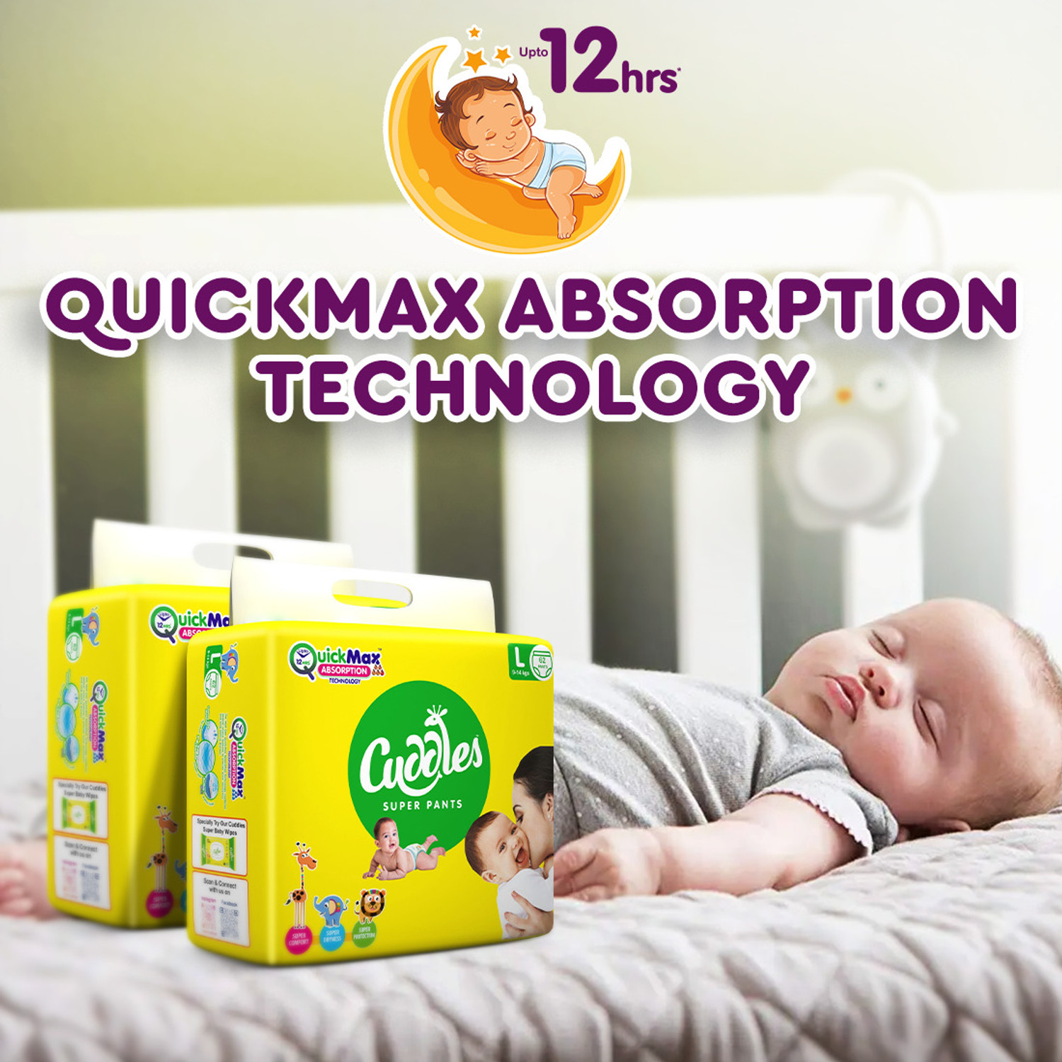 Image of Cuddles - Super Pants Baby Diaper 2X Softer Super Dry Comfort Quick Max Absorption Upto 12 Hrs - L
