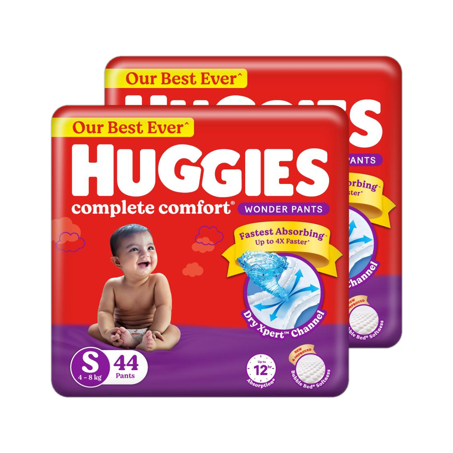 Huggies Complete Comfort Wonder Pants| India's Fastest Absorbing Diaper |S 44 X 2 |88 - S