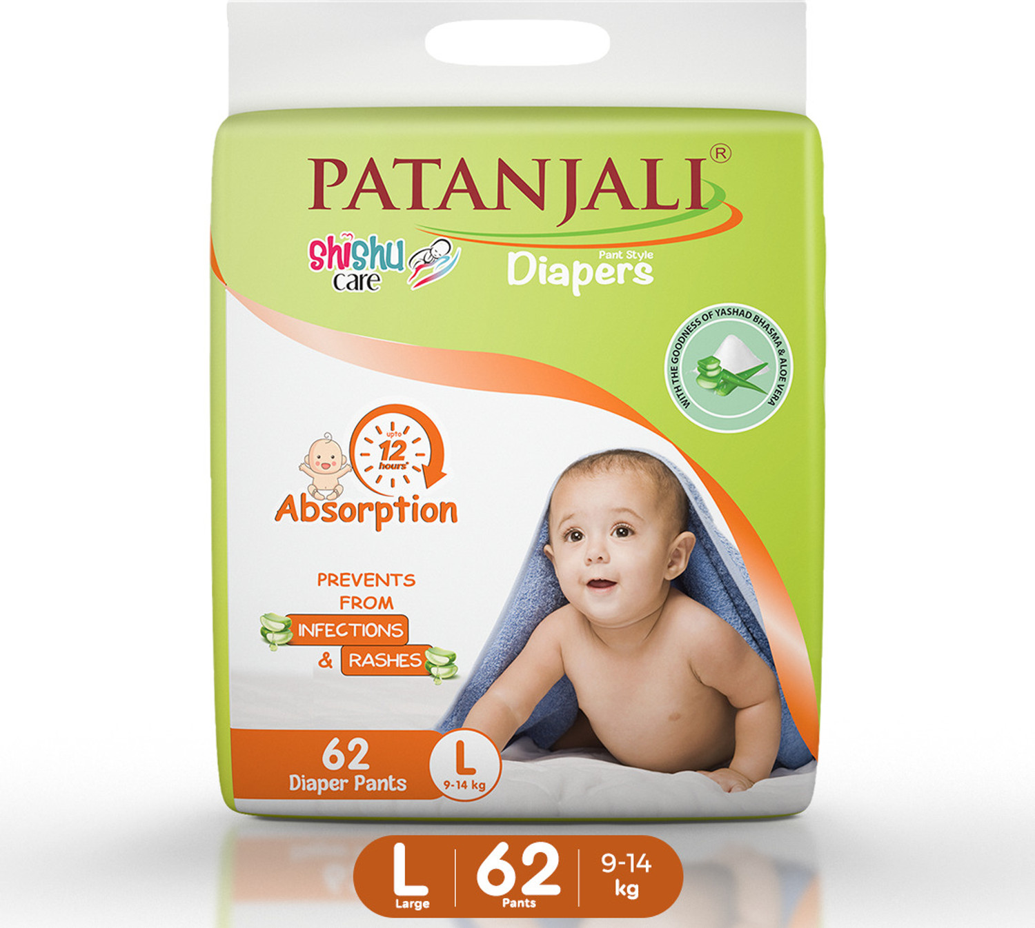 Image of PATANJALI Shishucare Baby Diapers - Large - 62 - L