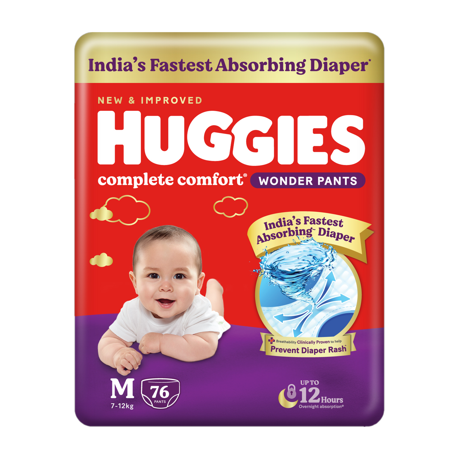 Huggies Wonder Pants M – Bubble Bed Diapers, ₹699 (36% Off)