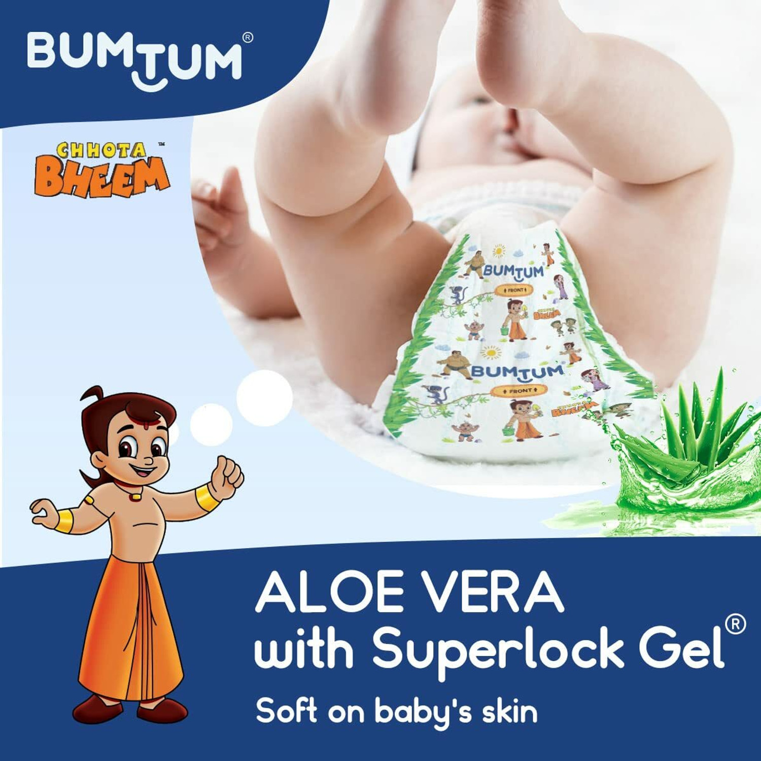 Image of BUMTUM Chota Bheem Baby Diaper Pants With Leakage Protection -12 to 17 Kg (Pack of 2) - XL