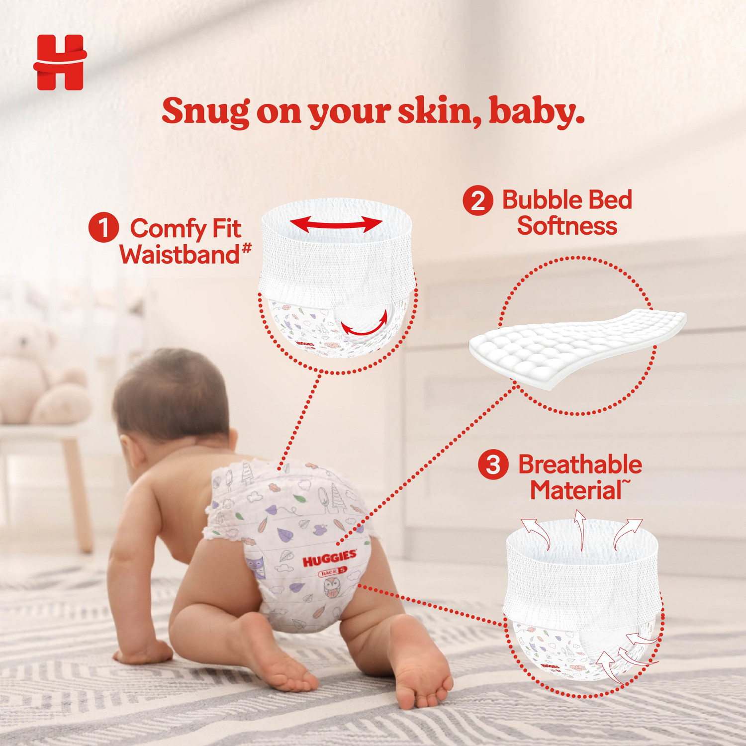 Image of Huggies Complete Comfort Wonder Pants, India's Fastest Absorbing Diaper | - XL