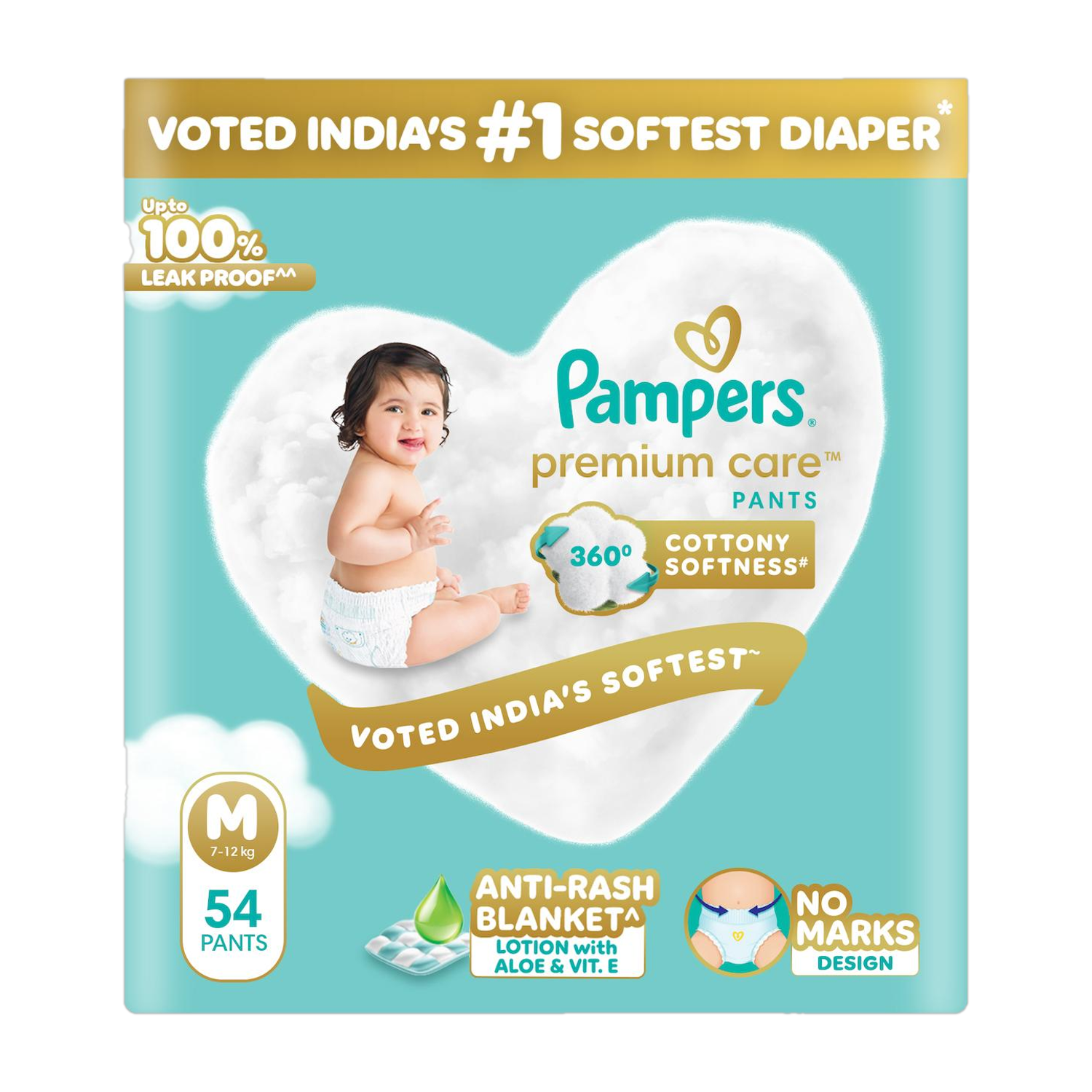 Pampers Premium Care Diapers - M  (54 Pieces)