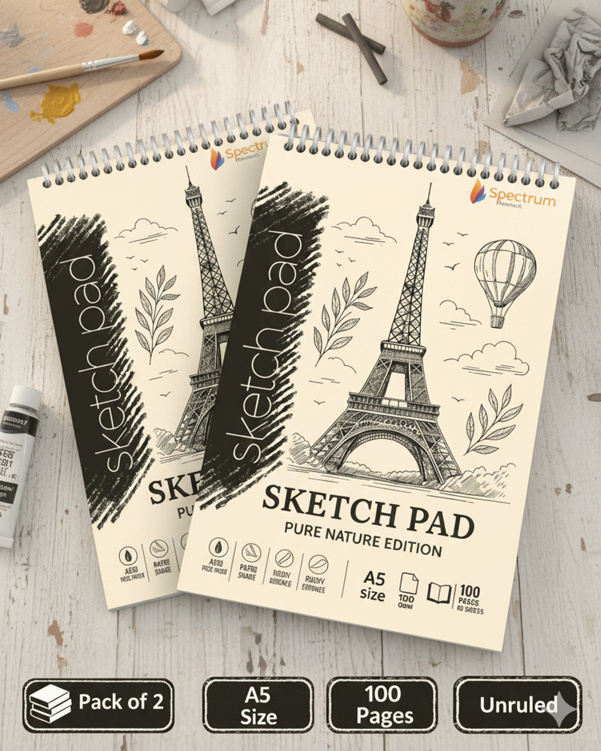 Image of Kshivi Sketch Pad A5 Note Pad Plane 50 Pages (Multicolor, Pack of 2)
