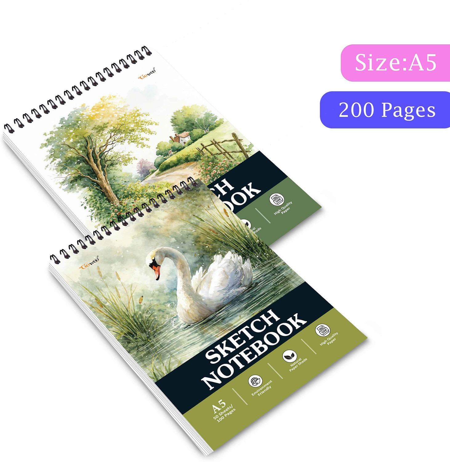 Image of Kshivi Sketch Pad A5 Note Pad Plane 50 Pages (Multicolor, Pack of 2)
