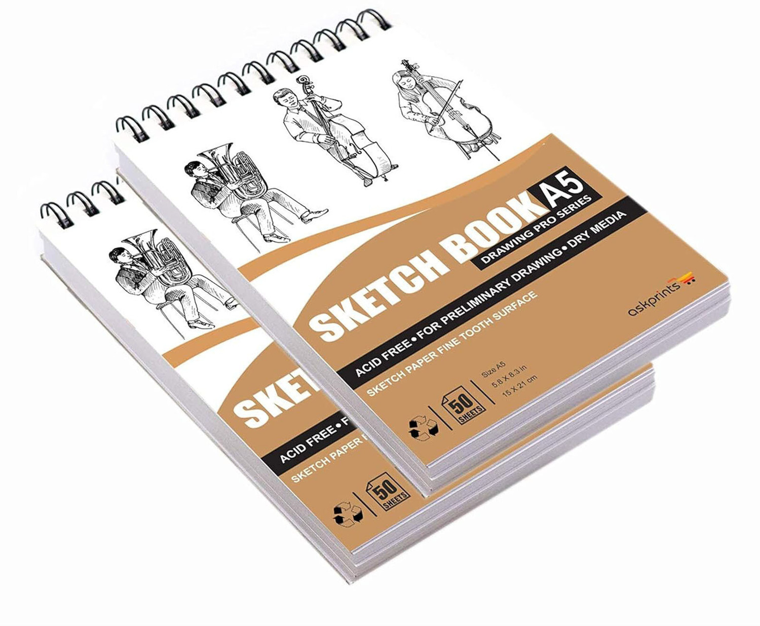 Image of Kshivi Sketch Pad A5 Note Pad Plane 50 Pages (Multicolor, Pack of 2)
