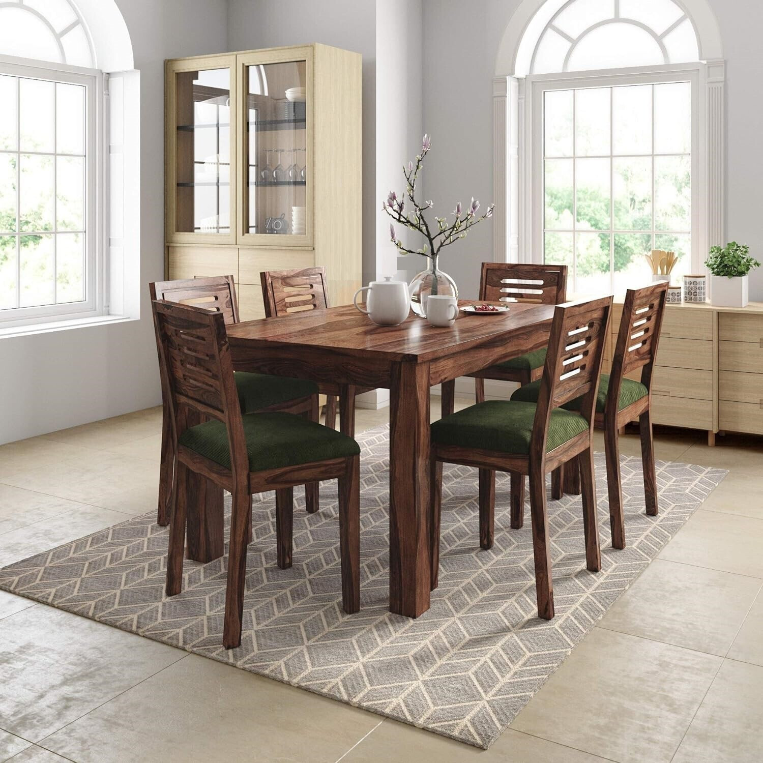 Image of Ghodela Furniture Solid Sheesham Wood 4 Seater Dining Table Set with 4 Chairs for Dining Room Solid Wood 4 Seater Dining Set (Finish Color -Honey Finish, DIY(Do-It-Yourself))