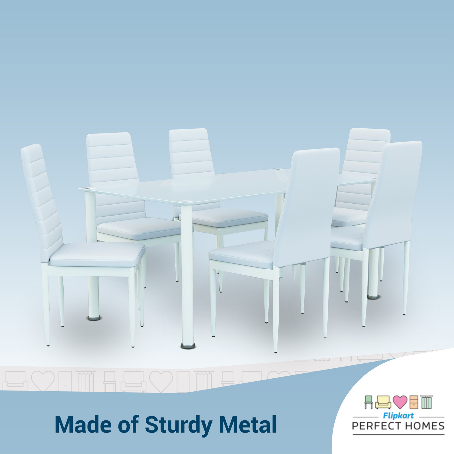 Image of Flipkart Perfect Homes Levyn Metal 6 Seater Dining Set