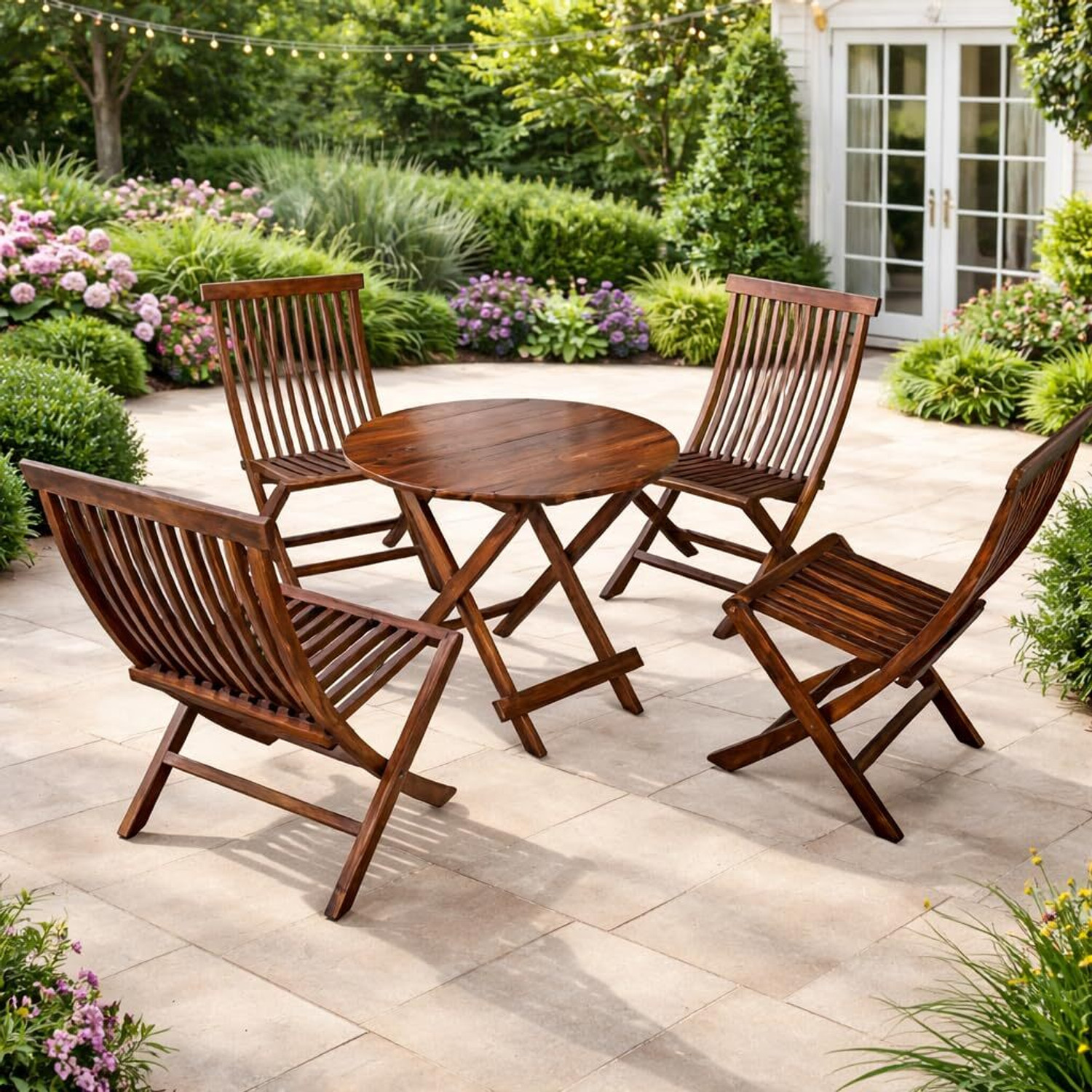 Image of Ghodela Furniture Solid Sheesham Wood 4 Seater Dining Table Set with 4 Chairs for Dining Room Solid Wood 4 Seater Dining Set (Finish Color -Honey Finish, DIY(Do-It-Yourself))
