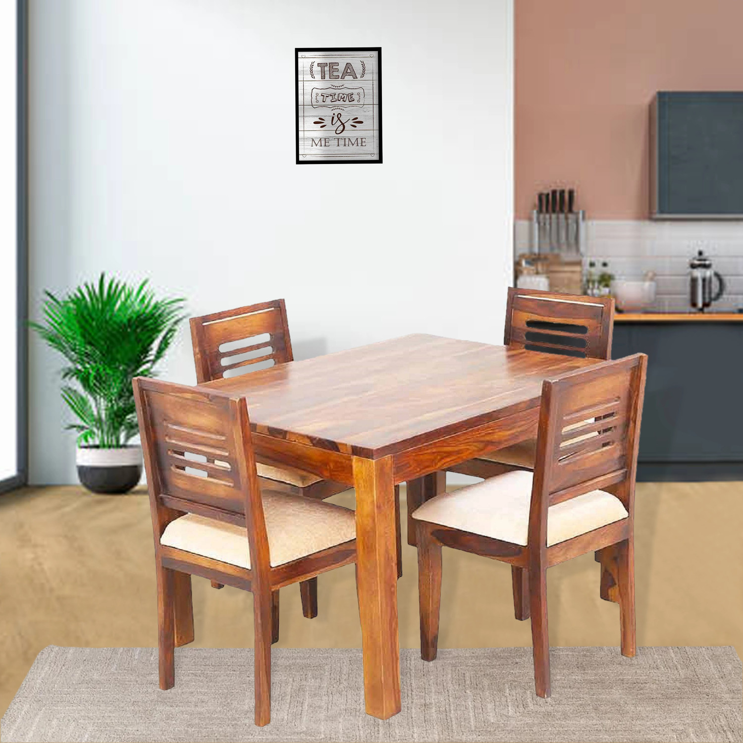 Deuba Sheesham Wood 4 Seater Dining Set – Solid Wood, ₹14999