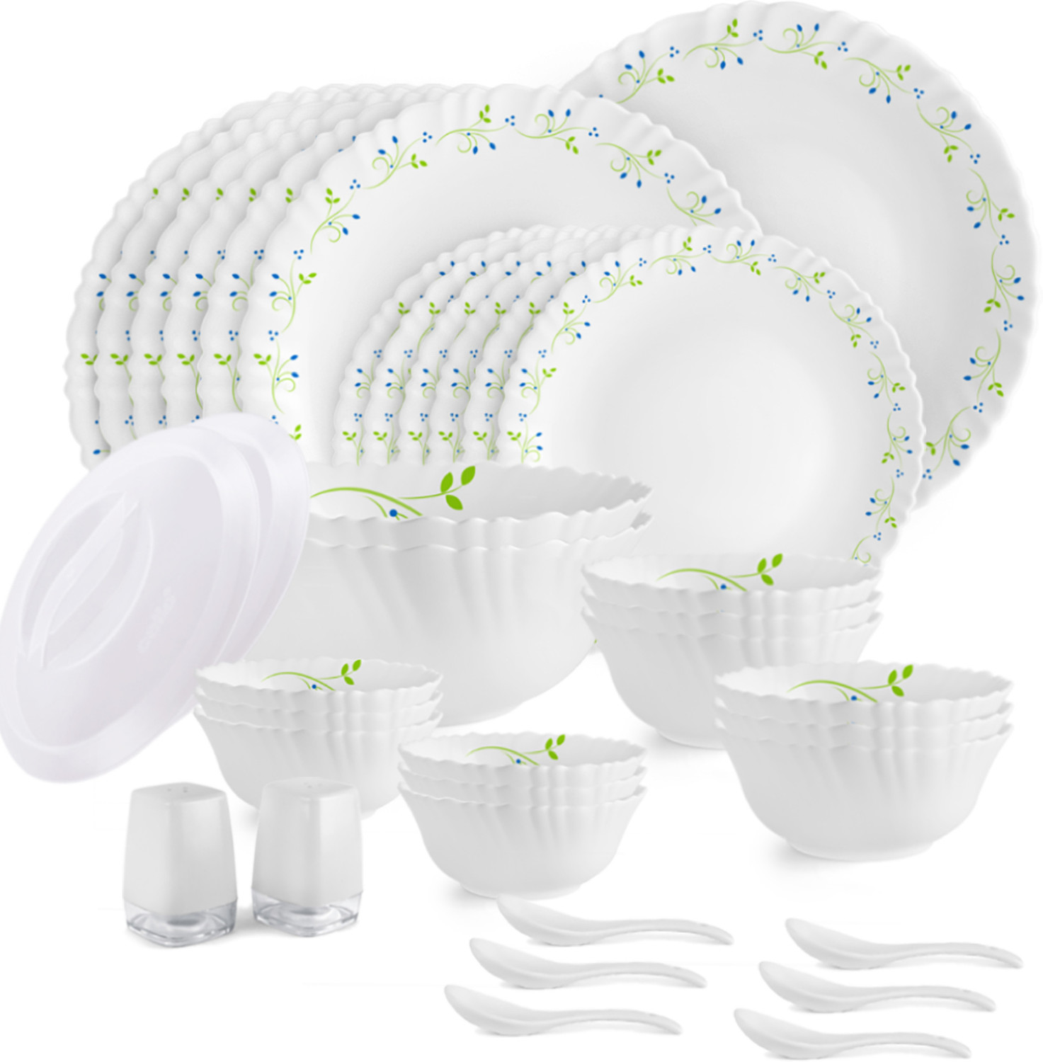 Image of BOROSIL Pack of 66 Opalware Bridal set Premium Quality made in India 100% Bone ash free Classic Dinner Set (Grey, Microwave Safe)
