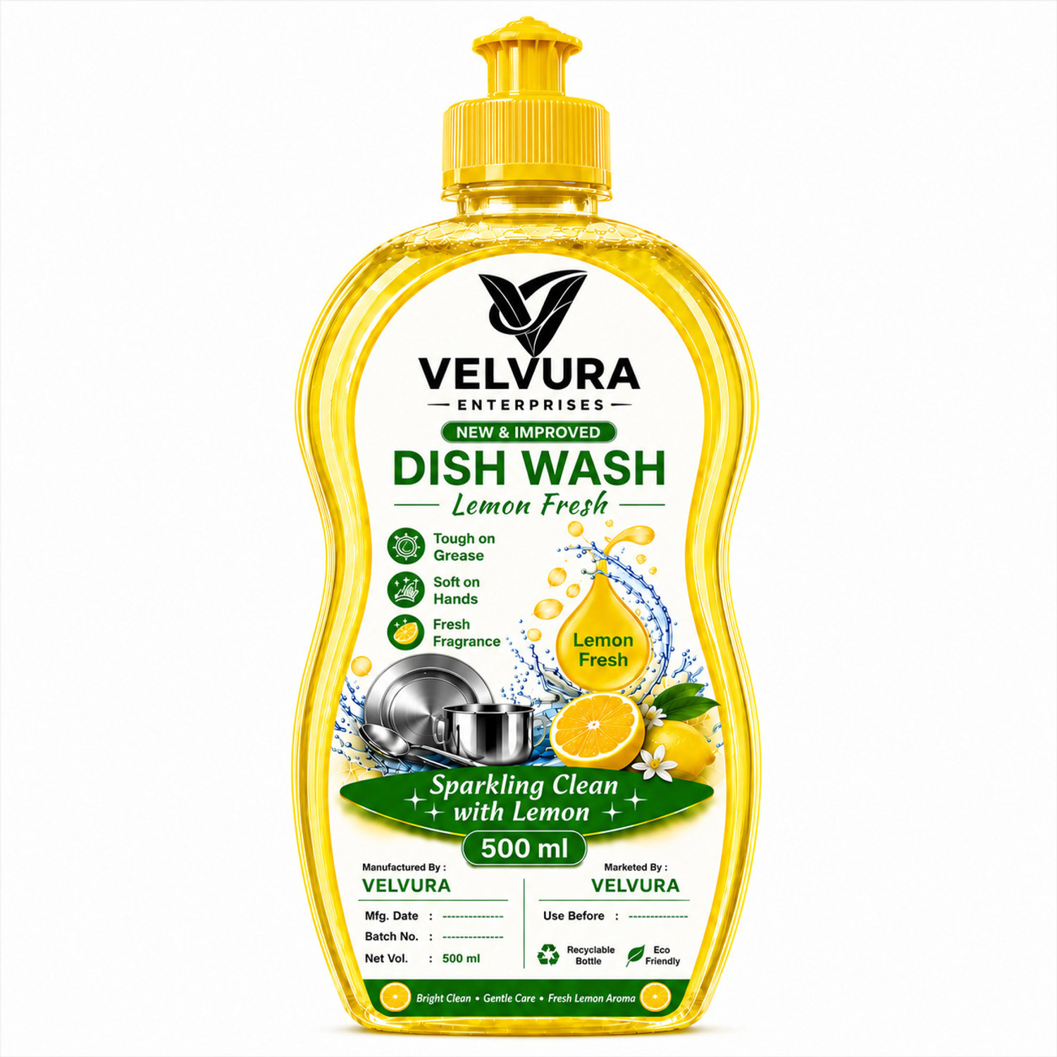 Image of Born Good Plant Based Dishwash Gel, Eco-Friendly, Non-Toxic, Skin Safe and Biodegradable Dish Cleaning Gel (Spanish Citrus, 2 x 500 ml)