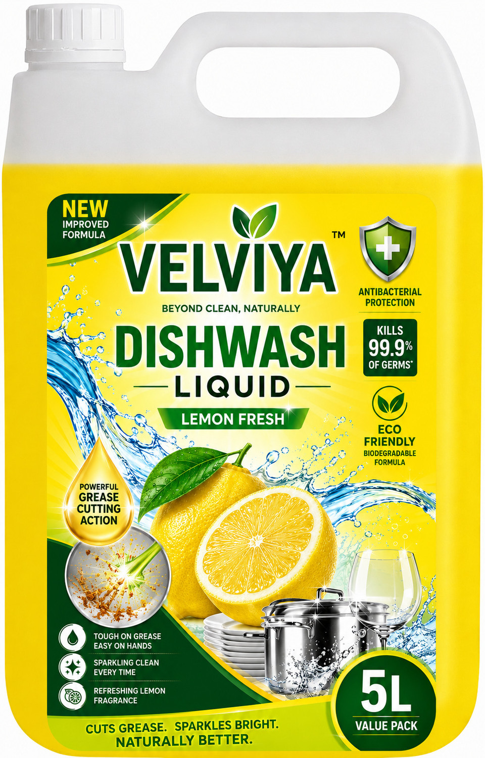 Image of Mistriel Dish Wash Liquid 5L | 5X More Effective Grease Cleaner |Suitable for Kitchenware Dish Cleaning Gel (LEMON, 5 L)