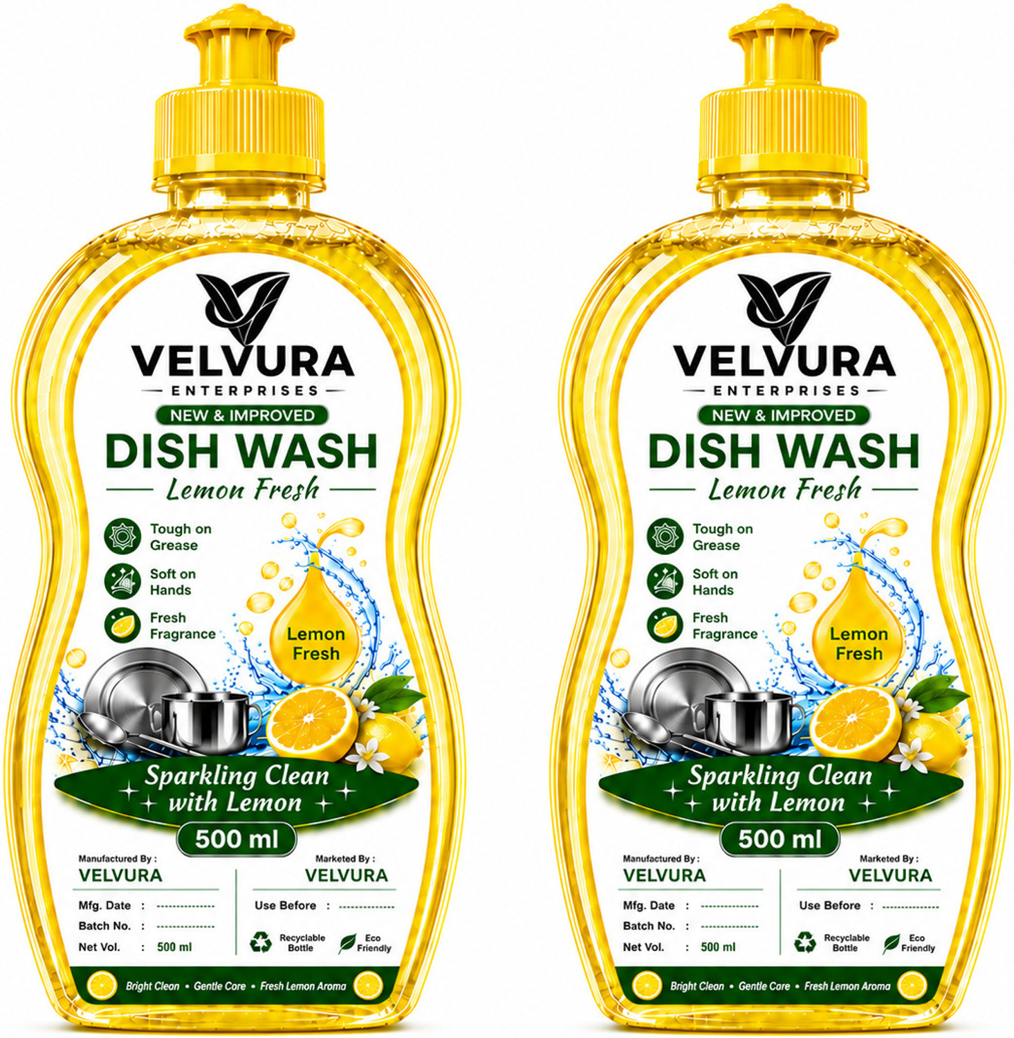 Image of Born Good Plant Based Dishwash Gel, Eco-Friendly, Non-Toxic, Skin Safe and Biodegradable Dish Cleaning Gel (Spanish Citrus, 2 x 500 ml)