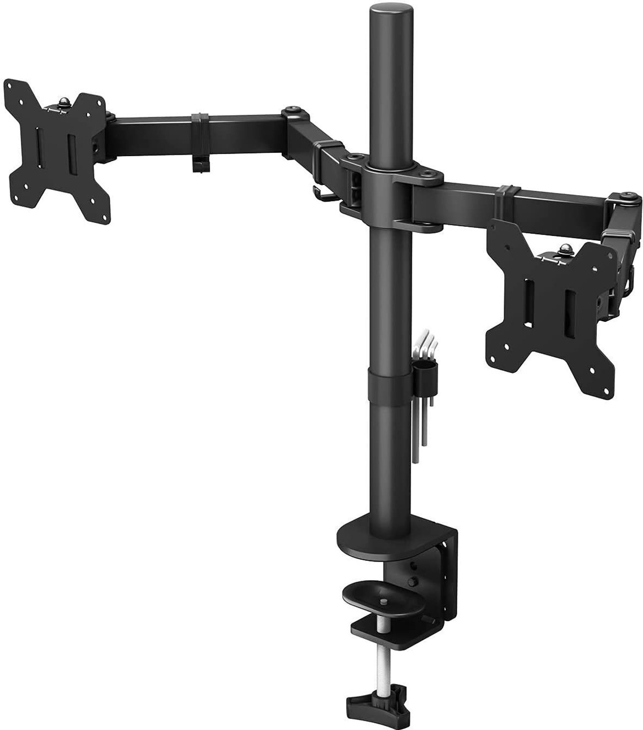 SYGA Double Monitor Stand Dual Arm Desk Mount 360° Rotation 75x75-100x100 - Dual Monitor Stand  (Black)