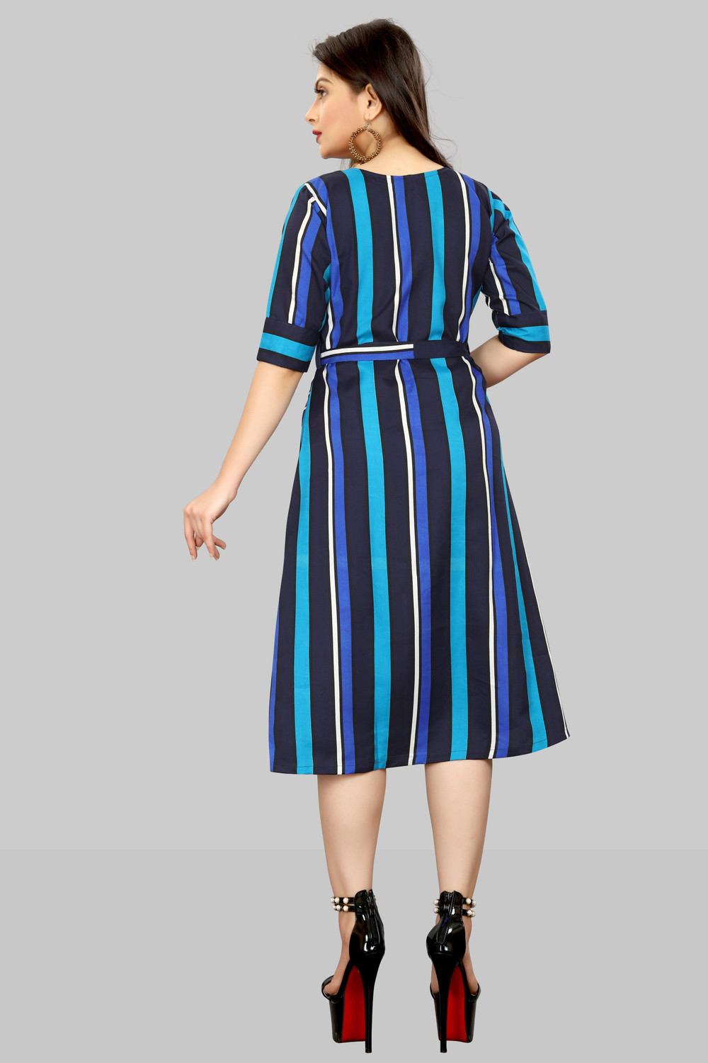 Image of Modli 20 Fashion Women A-line Blue, White, Dark Blue, Pink Knee Length Dress