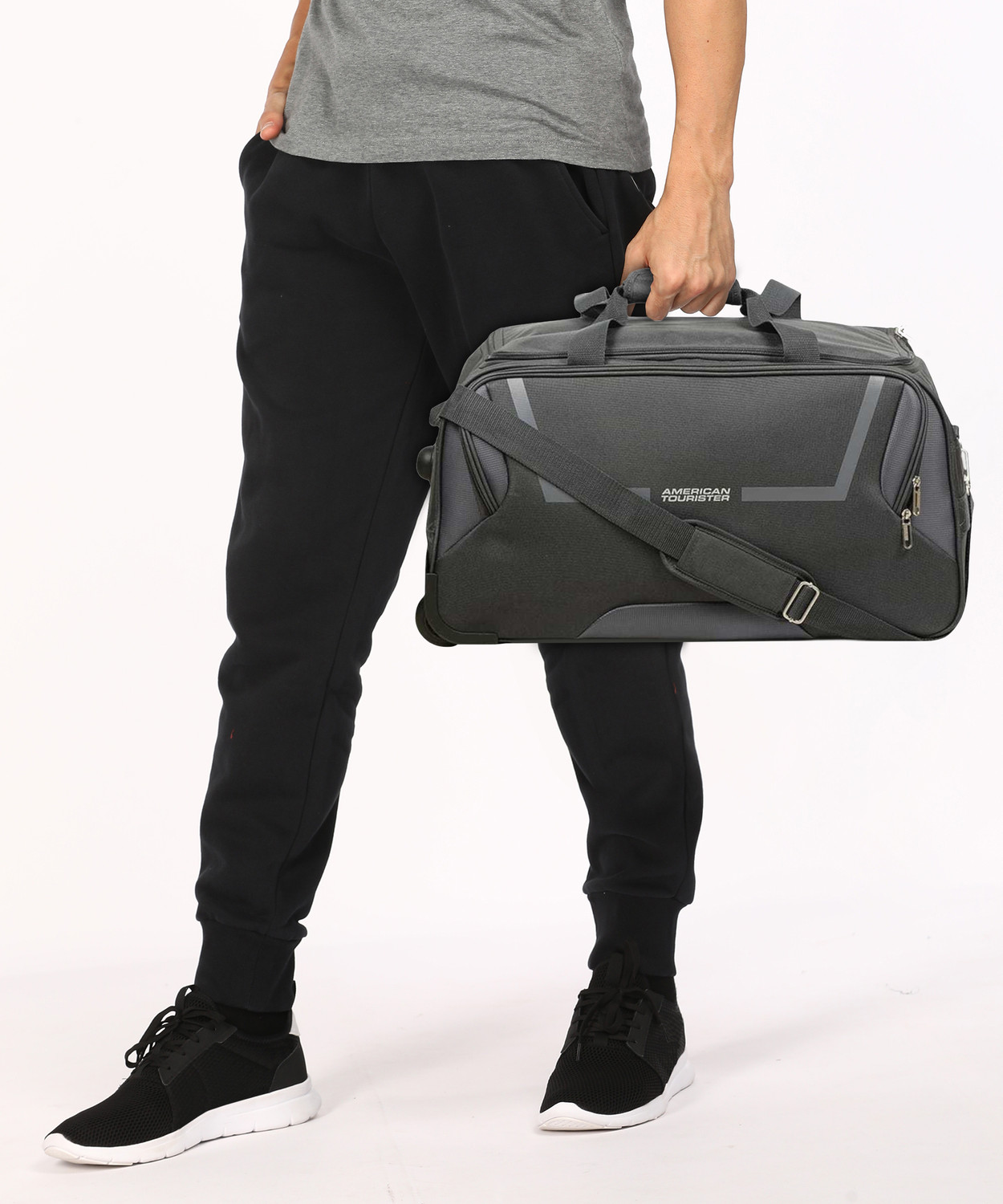 Image of AMERICAN TOURISTER 60 L Strolley Duffel Bag - COSMO WHEEL DUFFLE 57 CM-GREY - Grey - Large Capacity
