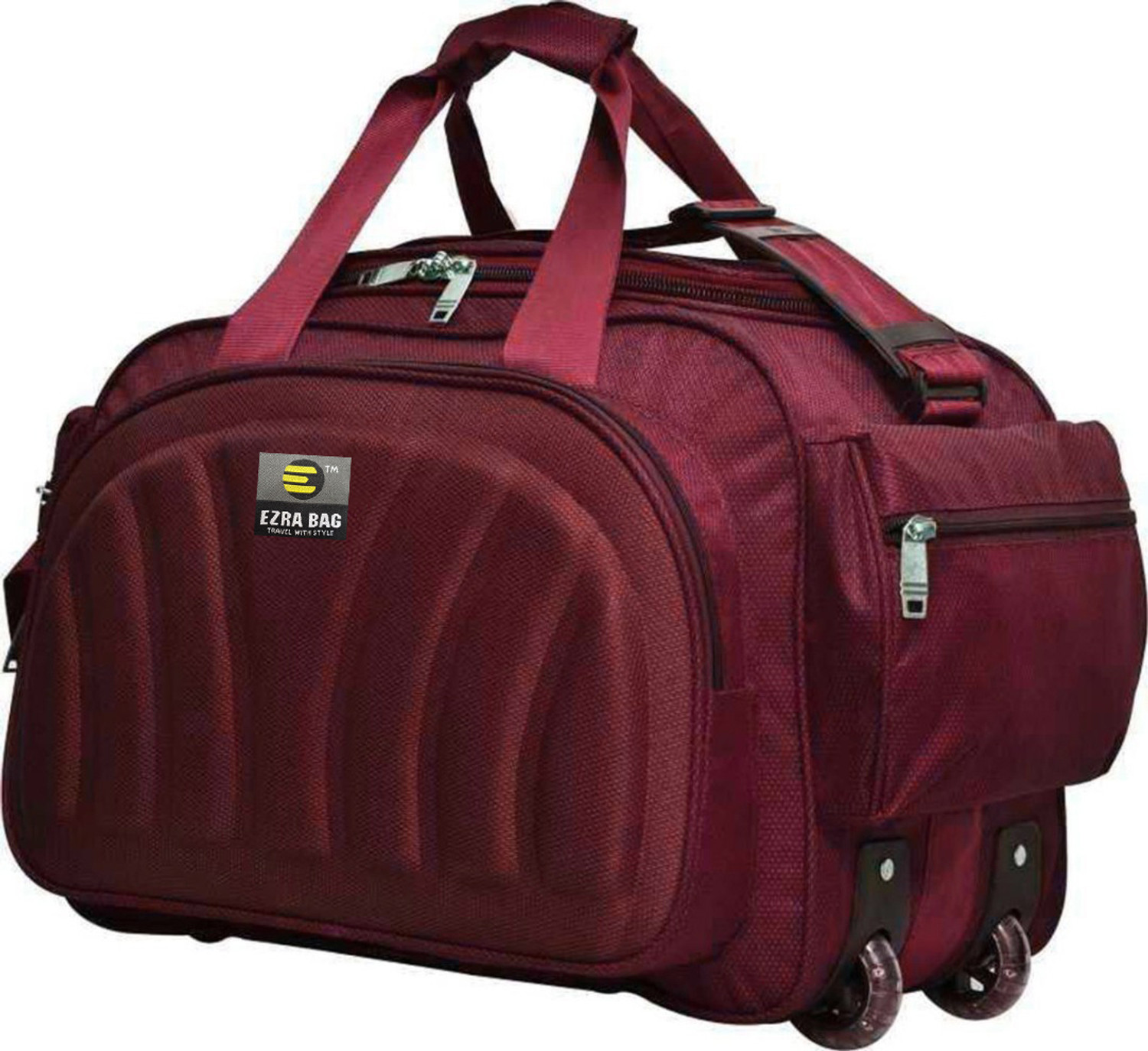Image of ezra 61 L Strolley Duffel Bag - Attractive Unisex Duffel Bag for limitless adventures - Red - Large Capacity