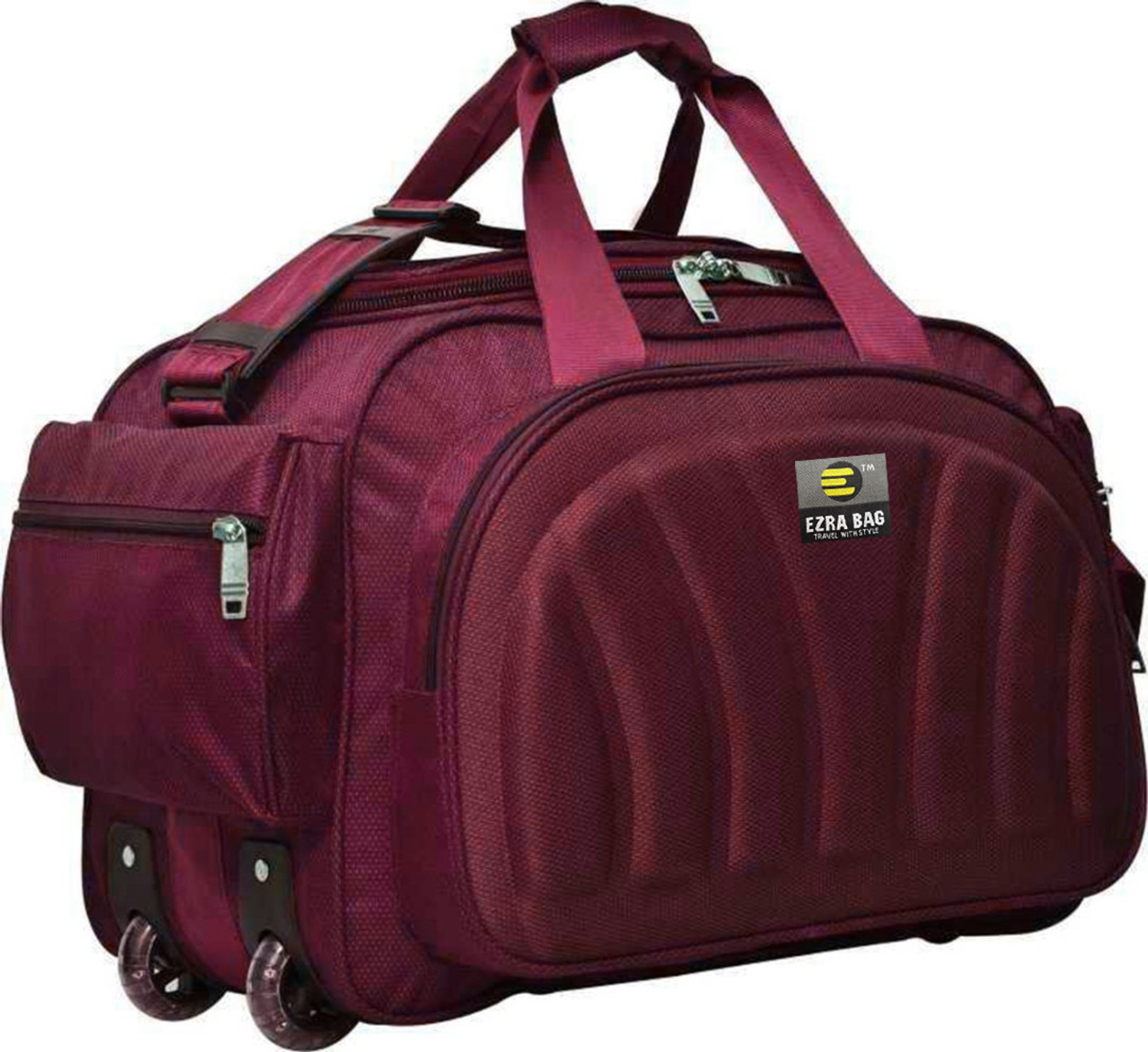 Image of ezra 61 L Strolley Duffel Bag - Attractive Unisex Duffel Bag for limitless adventures - Red - Large Capacity