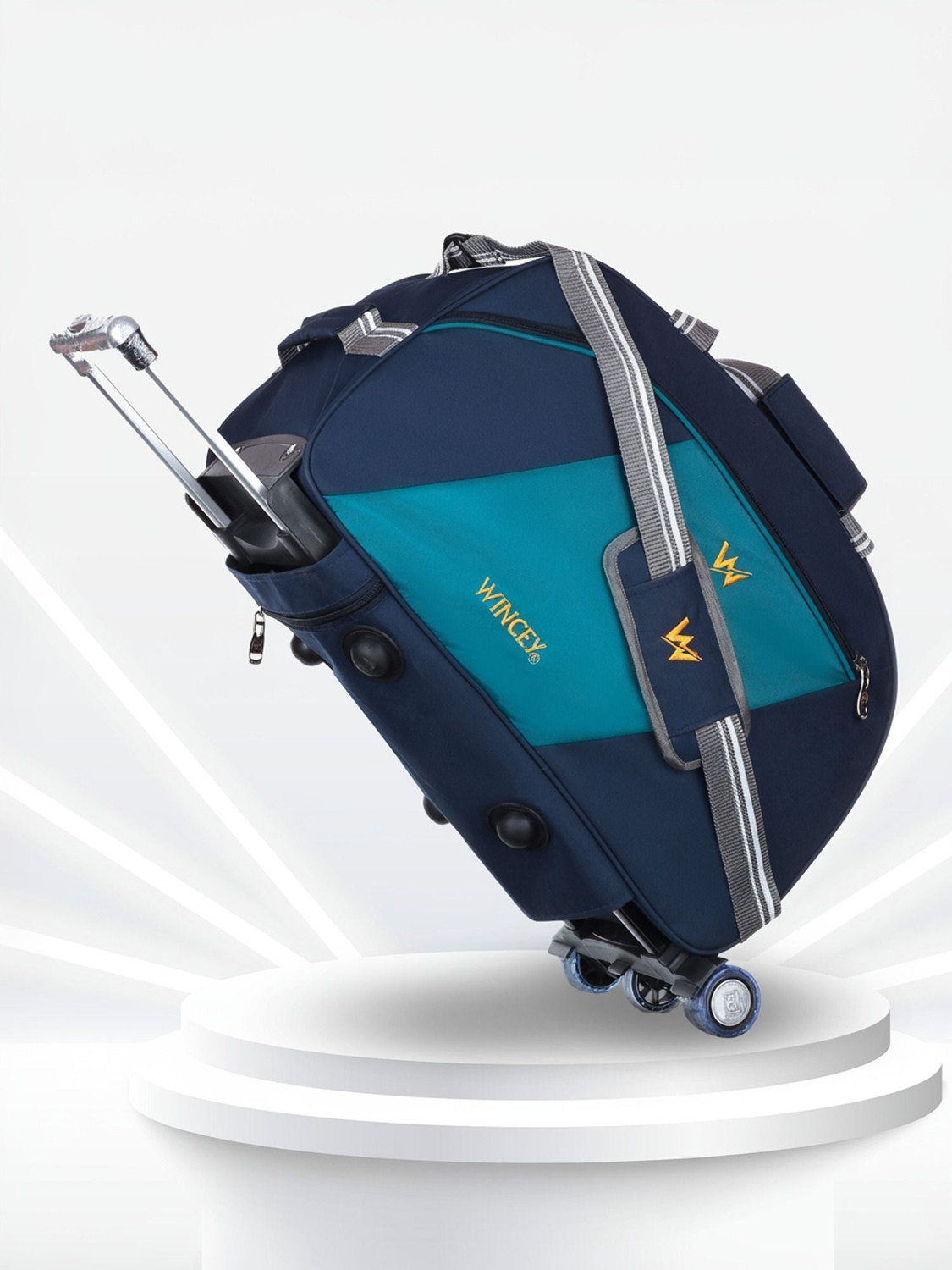 60 L Strolley Duffel Bag - 60 L Strolley Duffel Bag - NAVY BLUE 22 INCH MEDIUM CHECK - IN LUGGAGE TRAVEL BAGS HIGH QUALITY SUPER PREMIUM TRAVEL DUFFEL BAGS UNISEX - Blue - Large Capacity - Blue - Large Capacity