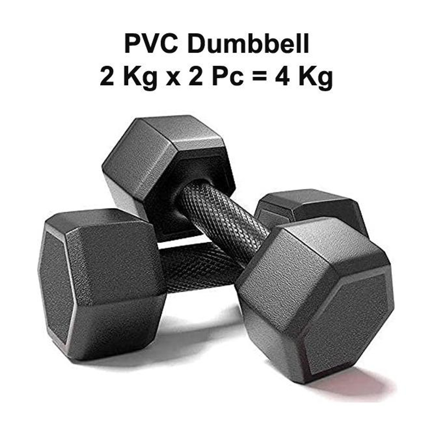 Image of STARX Hexa Dumbbells (2kg x 2) Black | Home Gym Fitness Weights Fixed Weight Dumbbell (4 kg)