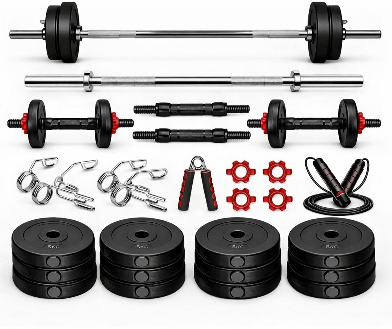 Image of ANSH FIT 25 kg 20Kg PVC Strength Training Weight Set with 3Ft Straight Rod, Dumbbell Rods Home Gym Combo