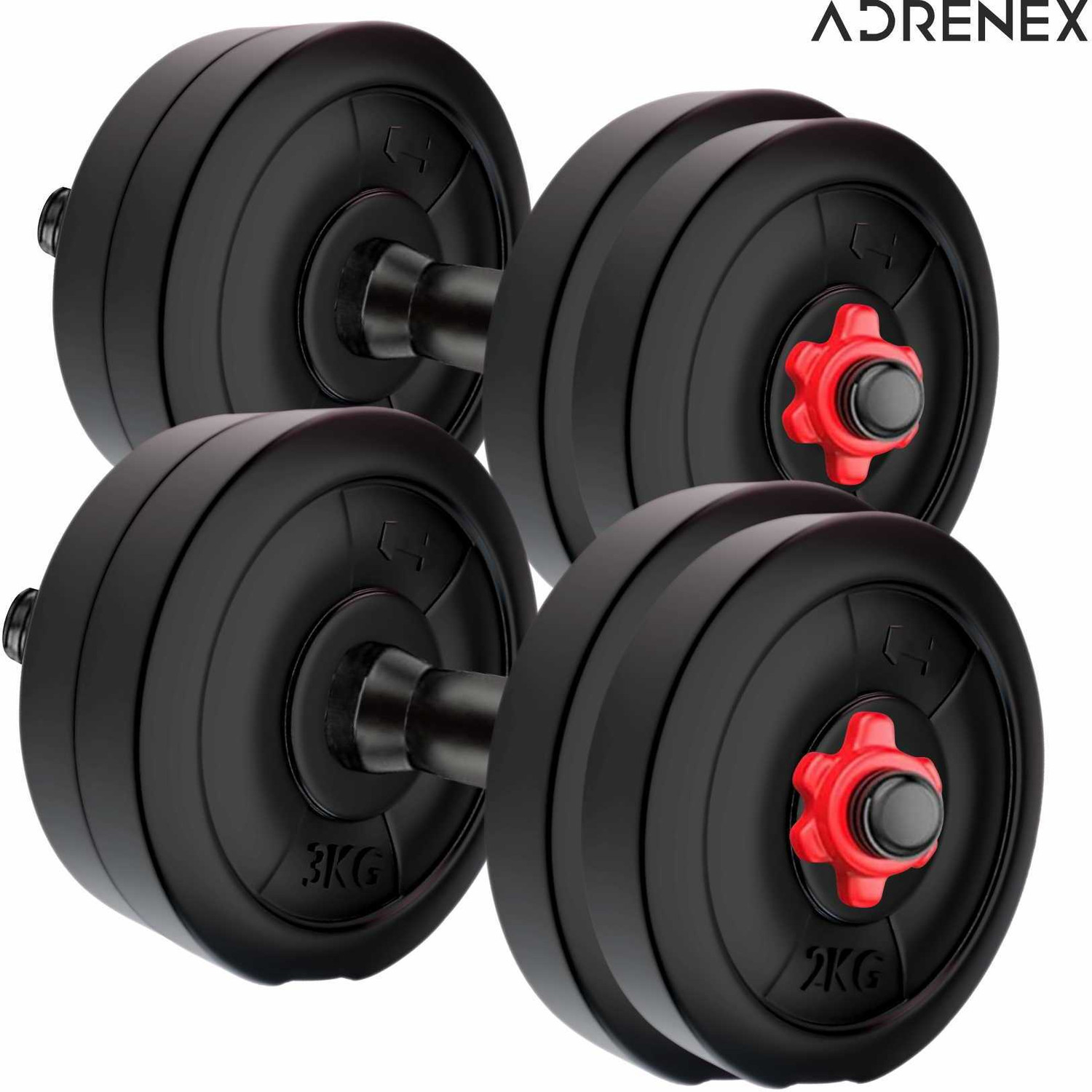 Image of Adrenex 26 Kg PVC Weight Plates with One Pair Rod Adjustable Dumbbell (26 kg)