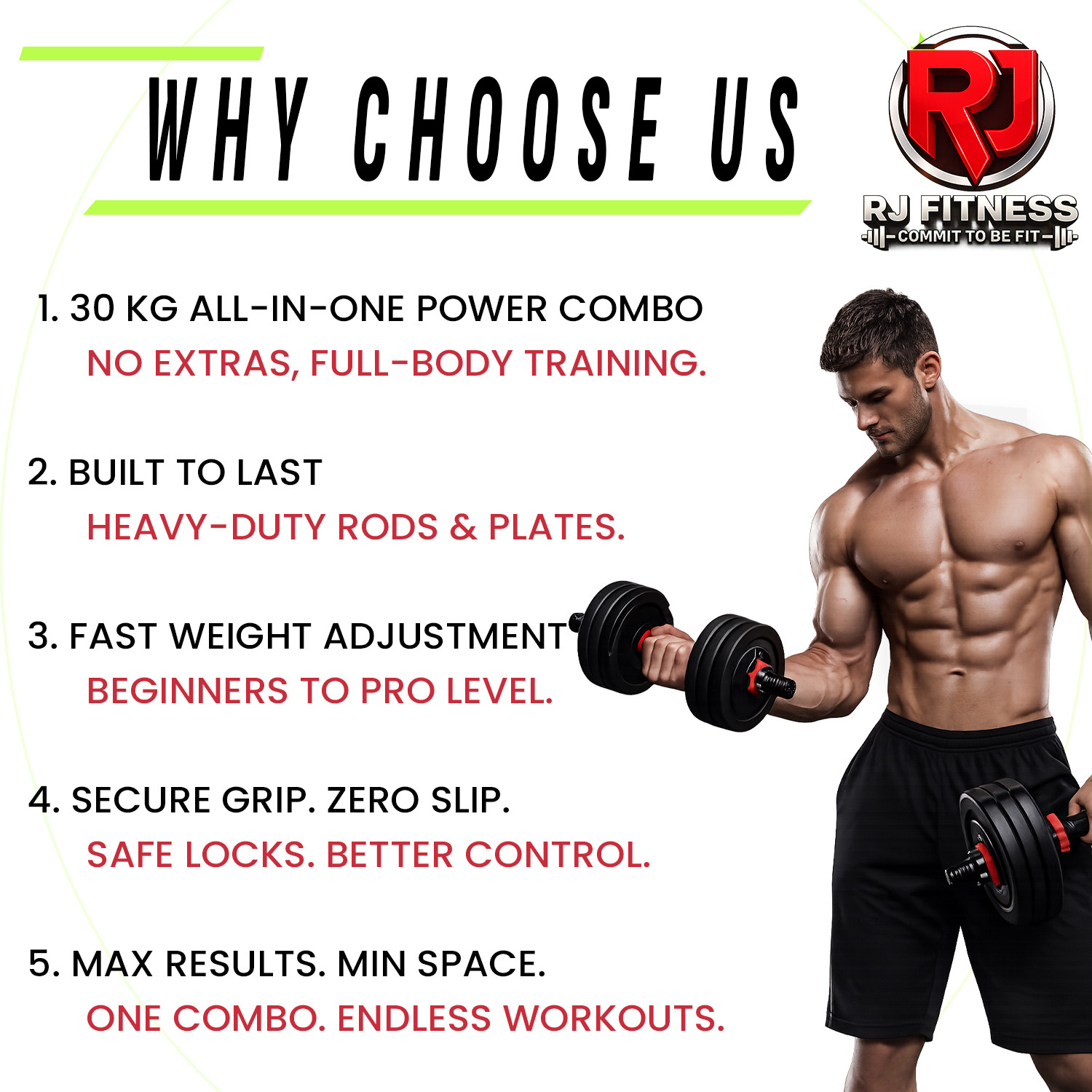 Image of rj fitness 31 kg 30KG PVC Weight Set with 3ft Straight Rod+Dumbbell Rods & Accessories Home Gym Combo