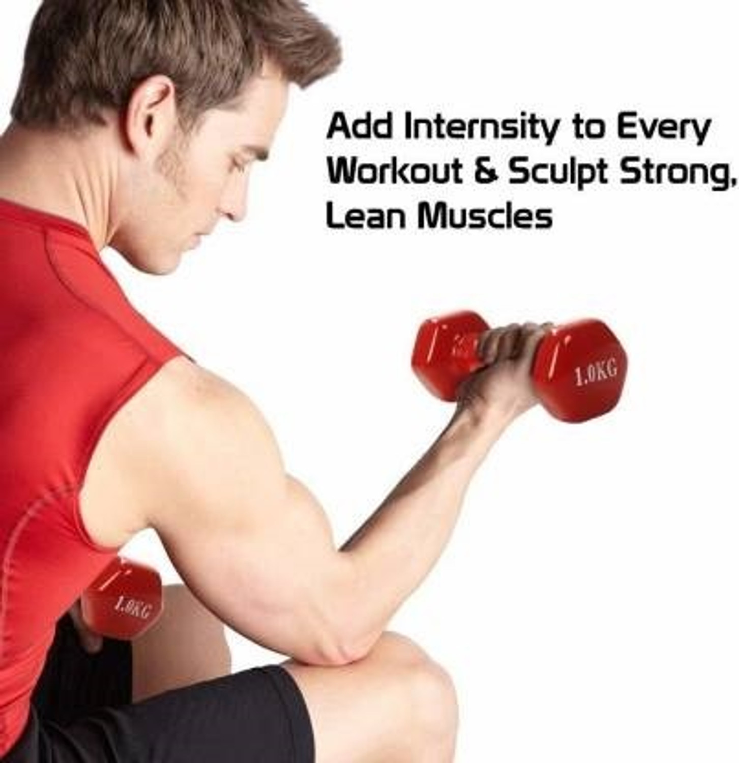 Image of GYM KART Premium Vinyl Dumbbells (5 Kg *2 PCs) for Men and Women Fixed Weight Dumbbell (10 kg)