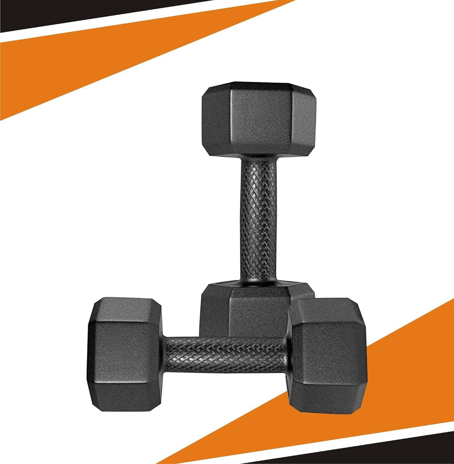 Image of STARX Hexa Dumbbells (2kg x 2) Black | Home Gym Fitness Weights Fixed Weight Dumbbell (4 kg)
