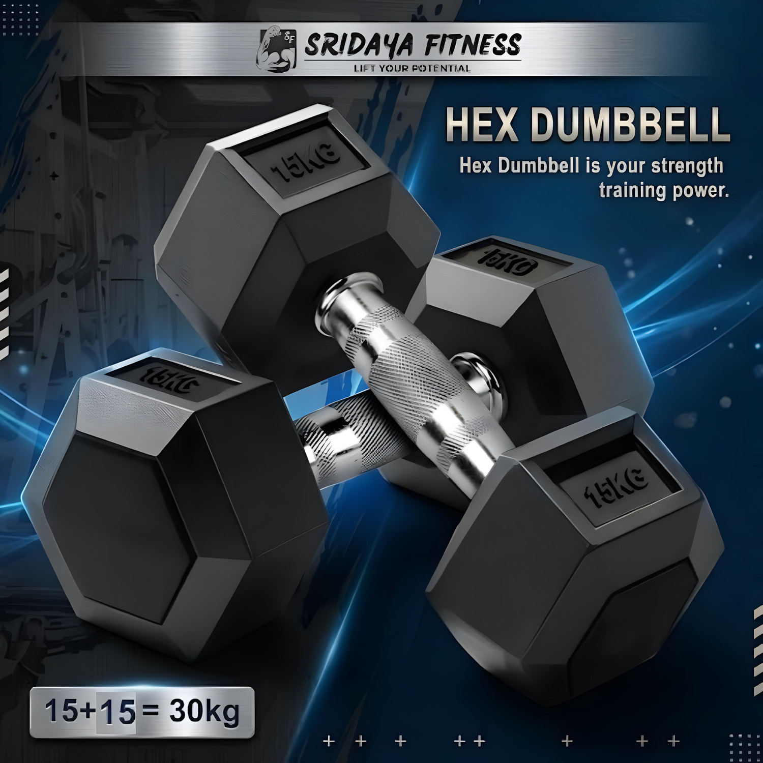 Image of yash fitness Set Of 12.5KGX2 High Quality Rubber Professional Bouncer Fixed Weight Dumbbell (12.5 kg)