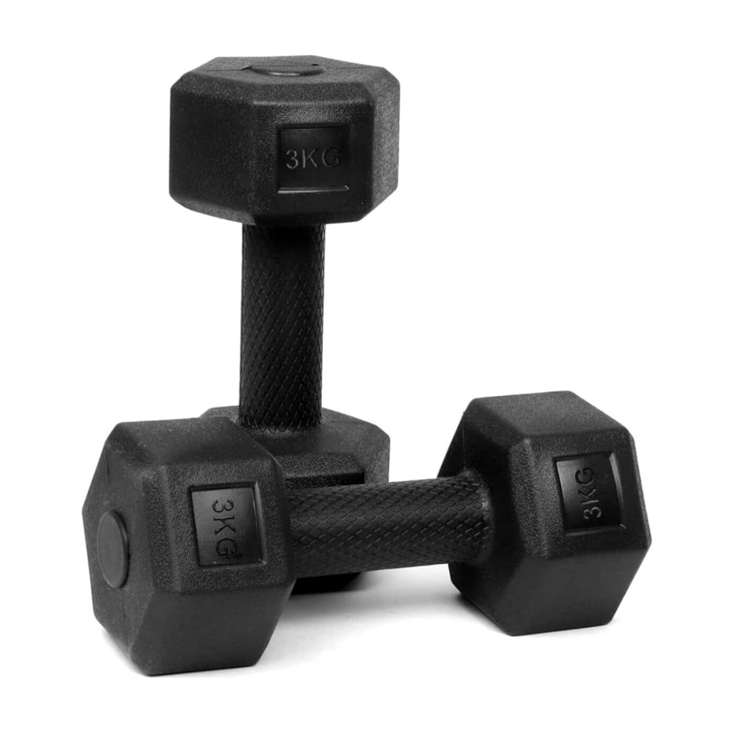 Image of STARX Hexa Dumbbells (2kg x 2) Black | Home Gym Fitness Weights Fixed Weight Dumbbell (4 kg)