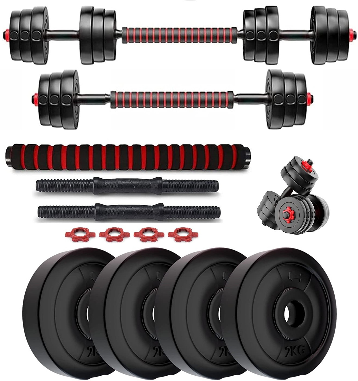 Image of ANSH FIT 25 kg 20Kg PVC Strength Training Weight Set with 3Ft Straight Rod, Dumbbell Rods Home Gym Combo