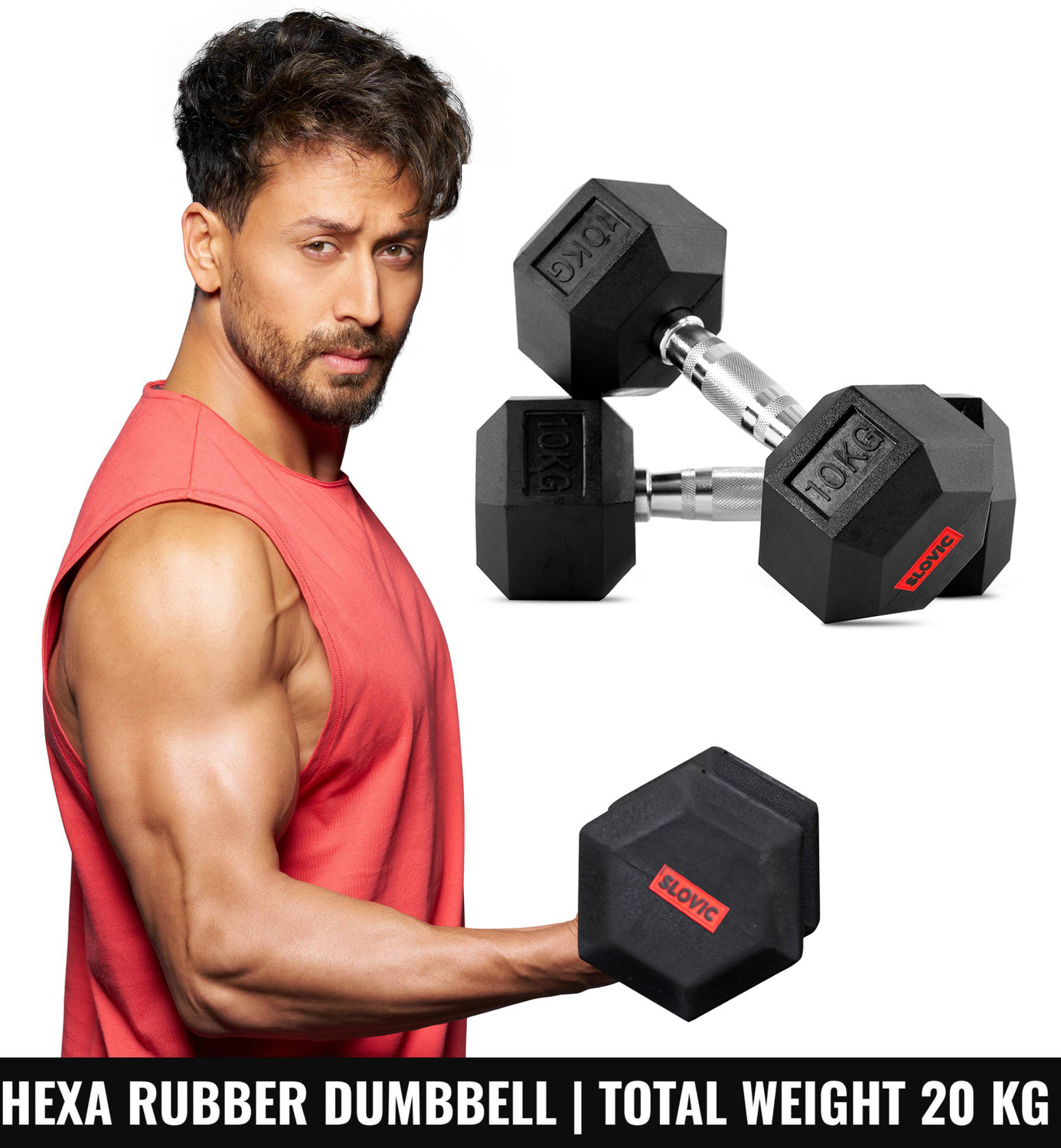 Image of Adrenex 26 Kg PVC Weight Plates with One Pair Rod Adjustable Dumbbell (26 kg)