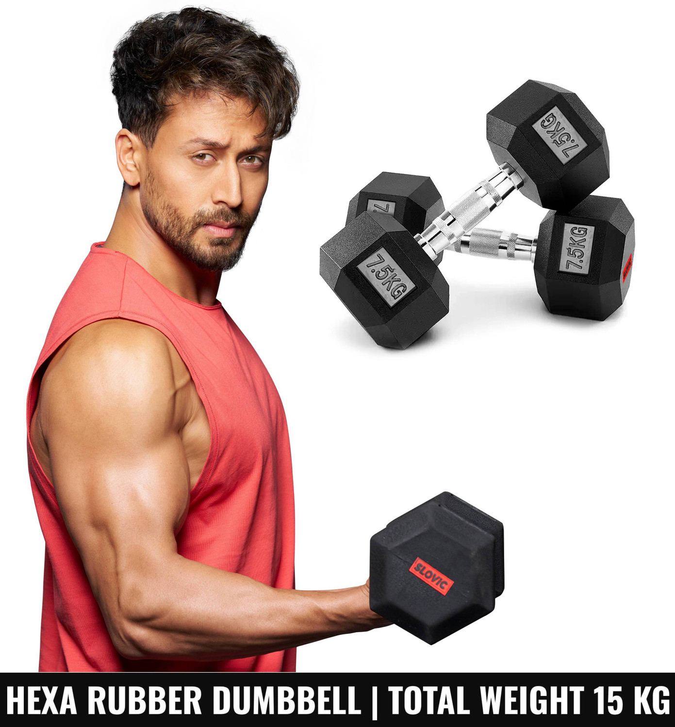 Image of Adrenex 26 Kg PVC Weight Plates with One Pair Rod Adjustable Dumbbell (26 kg)