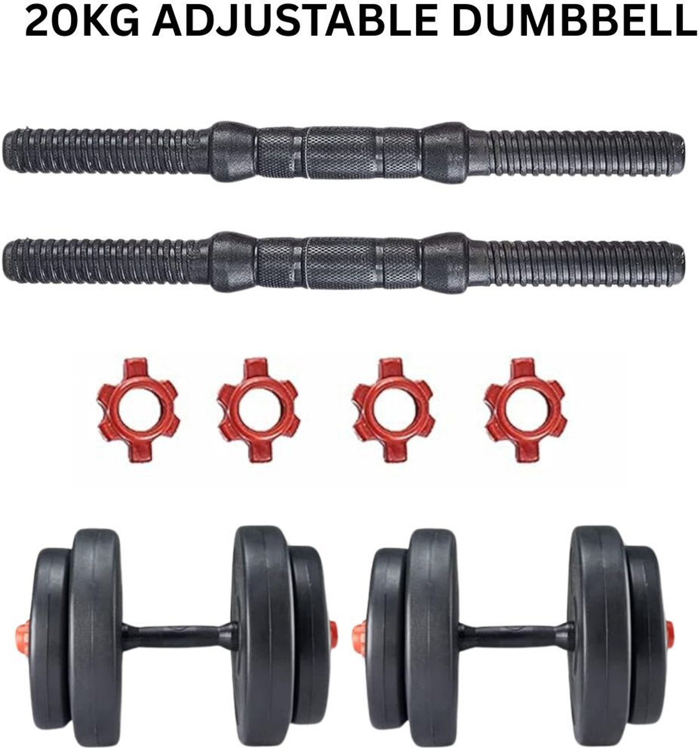 Image of PKN FIT 20KG Adjustable Dumbbell KIT with Plates and Rod Pair Fitness Accessory Kit Kit