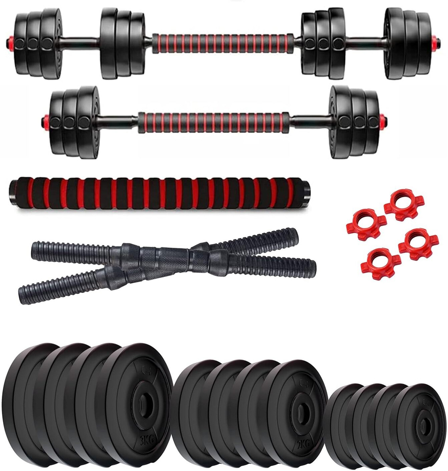 Image of Adrenex 26 Kg PVC Weight Plates with One Pair Rod Adjustable Dumbbell (26 kg)