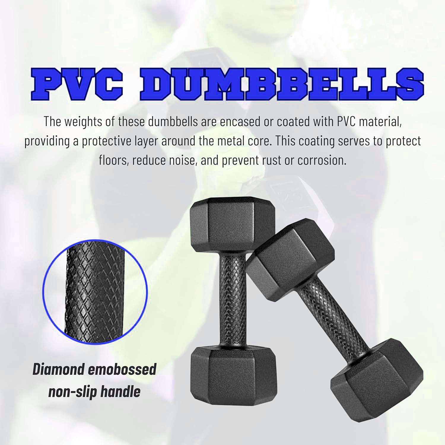 Image of STARX Hexa Dumbbells (2kg x 2) Black | Home Gym Fitness Weights Fixed Weight Dumbbell (4 kg)
